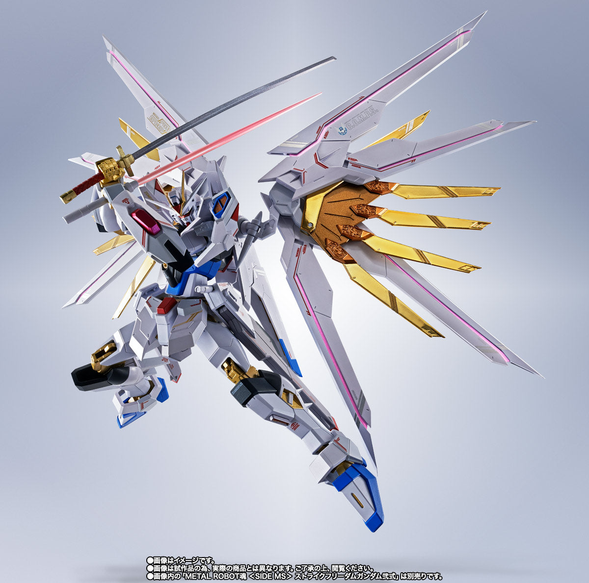 Bandai Metal Robot Spirits Gundam Seed Freedom MDE262S Proud Defender Action Figure with Effect Parts - Japan Version - Perfect for Anime Collectors & Gundam Fans Display