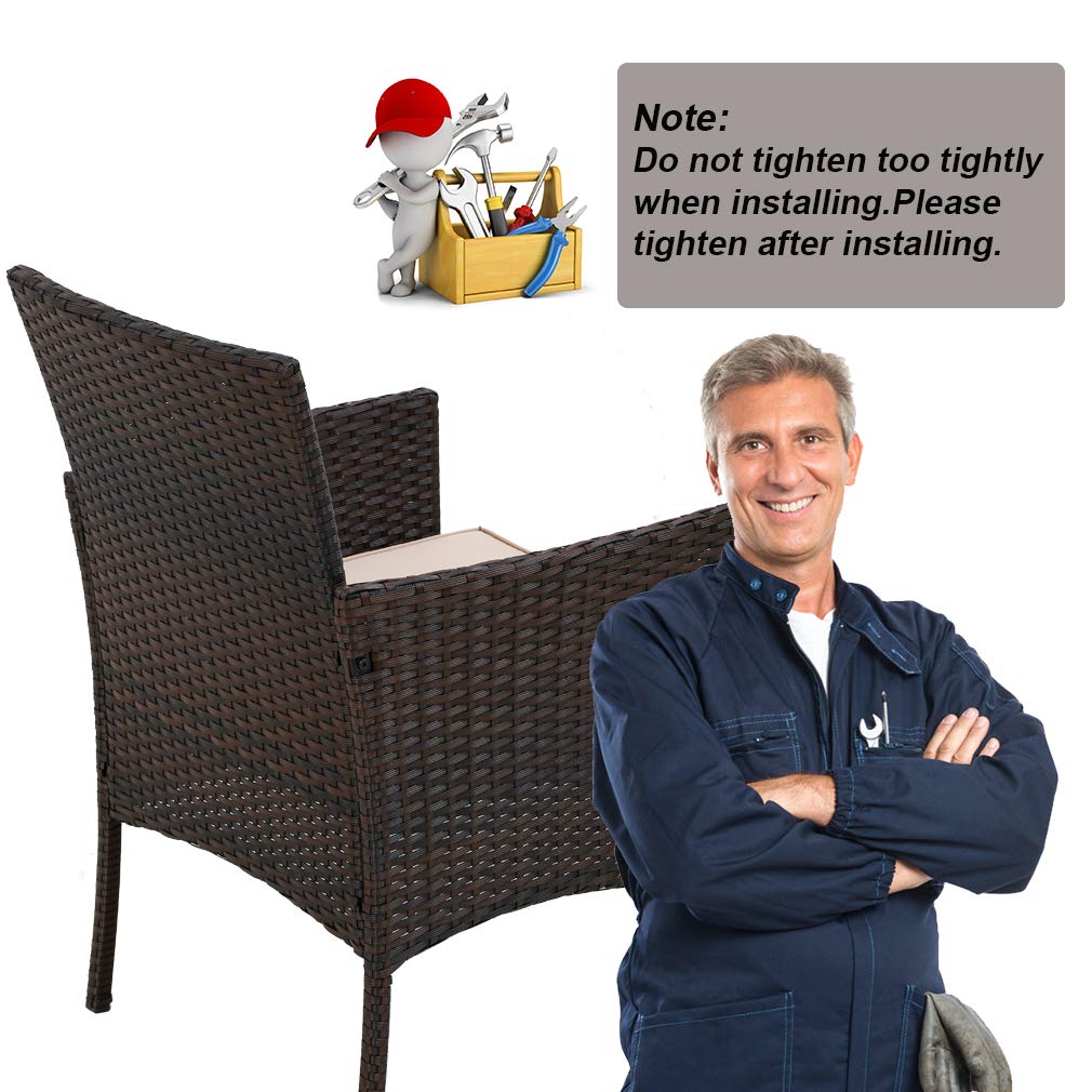 4-Piece Patio Furniture Set - Outdoor Wicker Sofa & Rattan Chair Conversation Set with Coffee Table - Brown Bistro Set for Poolside, Backyard, Lawn & Garden Relaxation