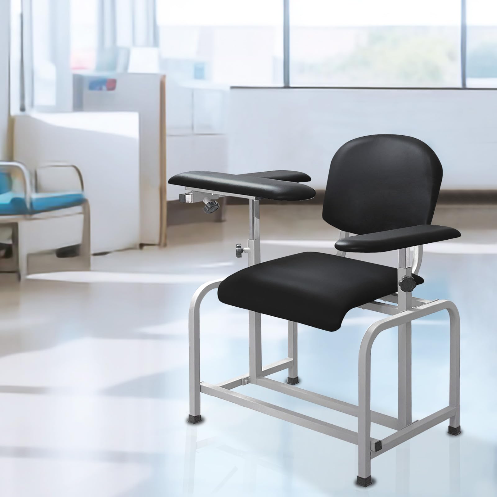 Professional Phlebotomy Chair for Blood Draw - Adjustable Armrest, Padded Comfort, Black - Ideal for Clinics, Hospitals & Labs