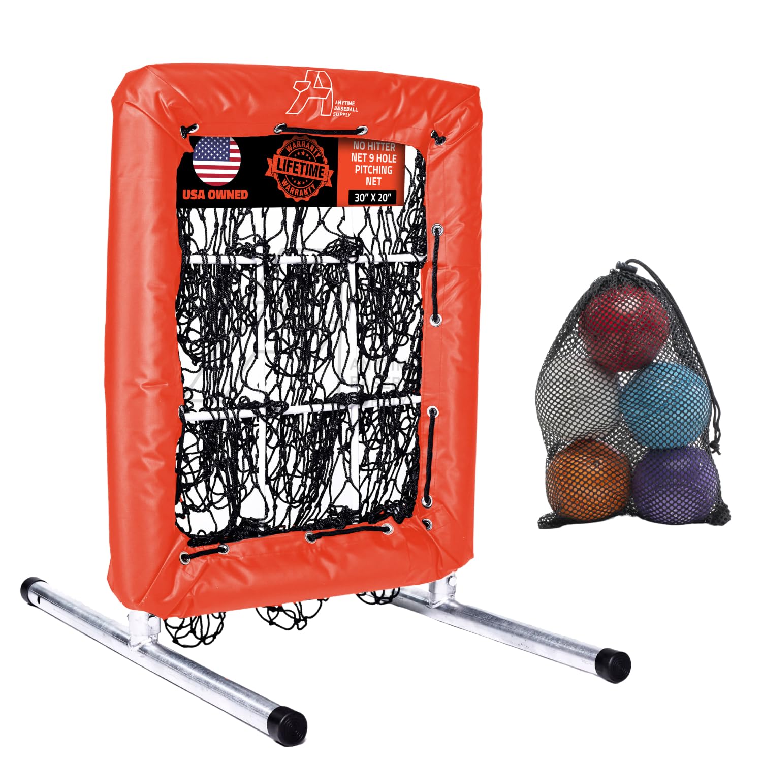 Anytime Baseball Pitching Net with Strike Zone | 9 Hole Pitching Target for Baseball & Softball Training | Portable Practice Net for Backyard, Field & Indoor Drills