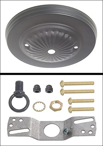 B&P Lamp® Black Finish Steel Canopy Kit, 5-1/8 Inch Diameter - Ceiling Light Fixture Mounting Hardware for Pendant, Chandelier & Ceiling Fan Installation