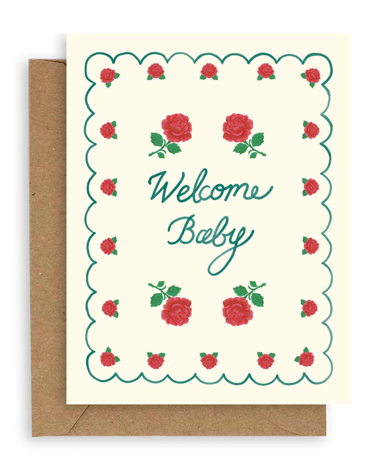 Rose Baby Card - Handmade Floral Greeting Card for Birthdays, Baby Showers & Special Occasions | Perfect Gift for New Parents & Celebrations