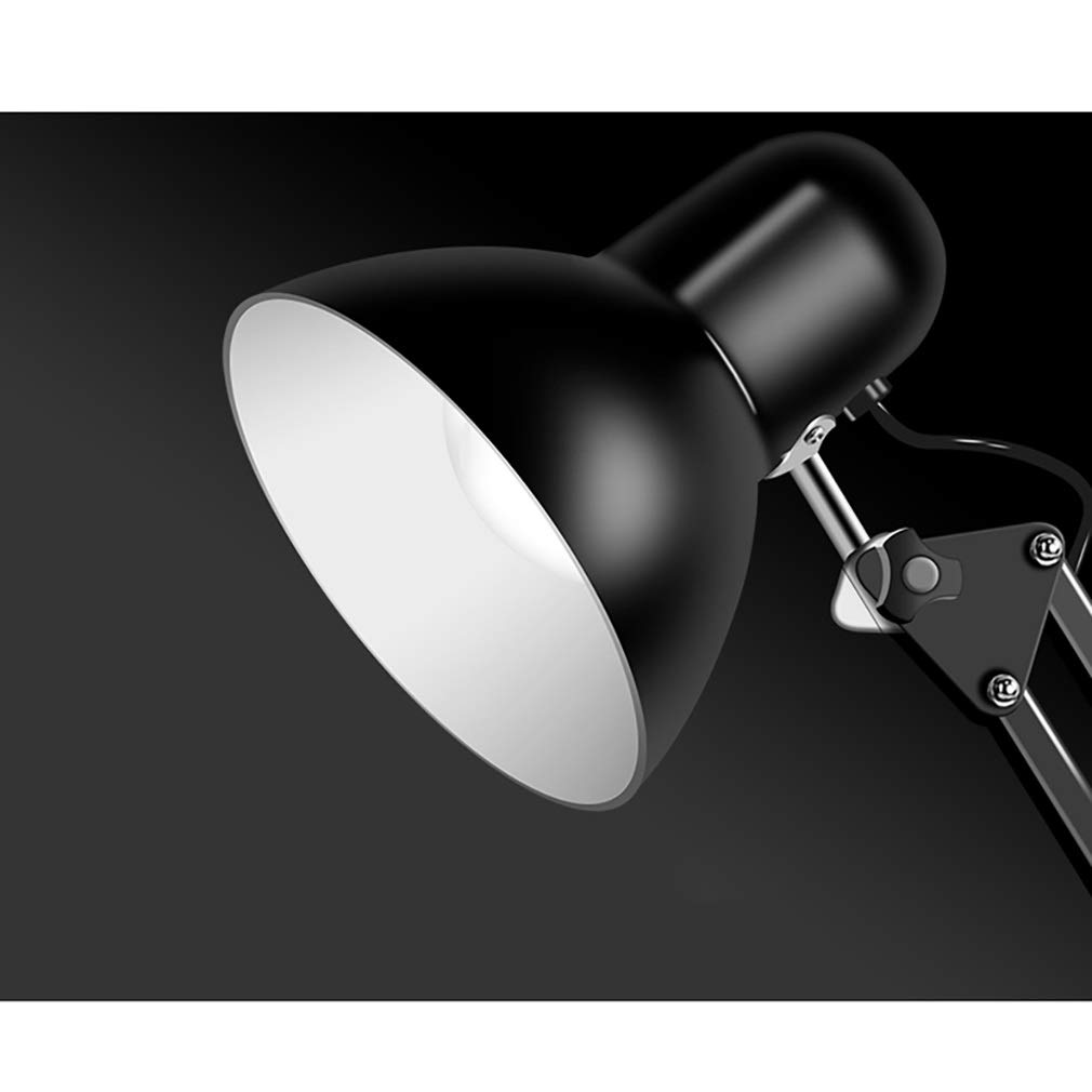 Adjustable Metal Swing Arm Desk Lamp with Interchangeable Base & Clamp - Eye-Caring LED Reading Light for Dorm, Bedroom, Office & Study (Black) - Perfect for Night Reading, Working & Studying