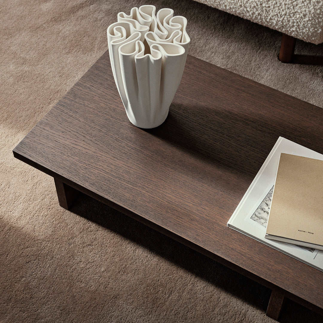 Ferm Living Kona Low Table - Modern Scandinavian Coffee Table for Living Room, Lounge & Office - Minimalist Design with Wooden Legs & Round Top