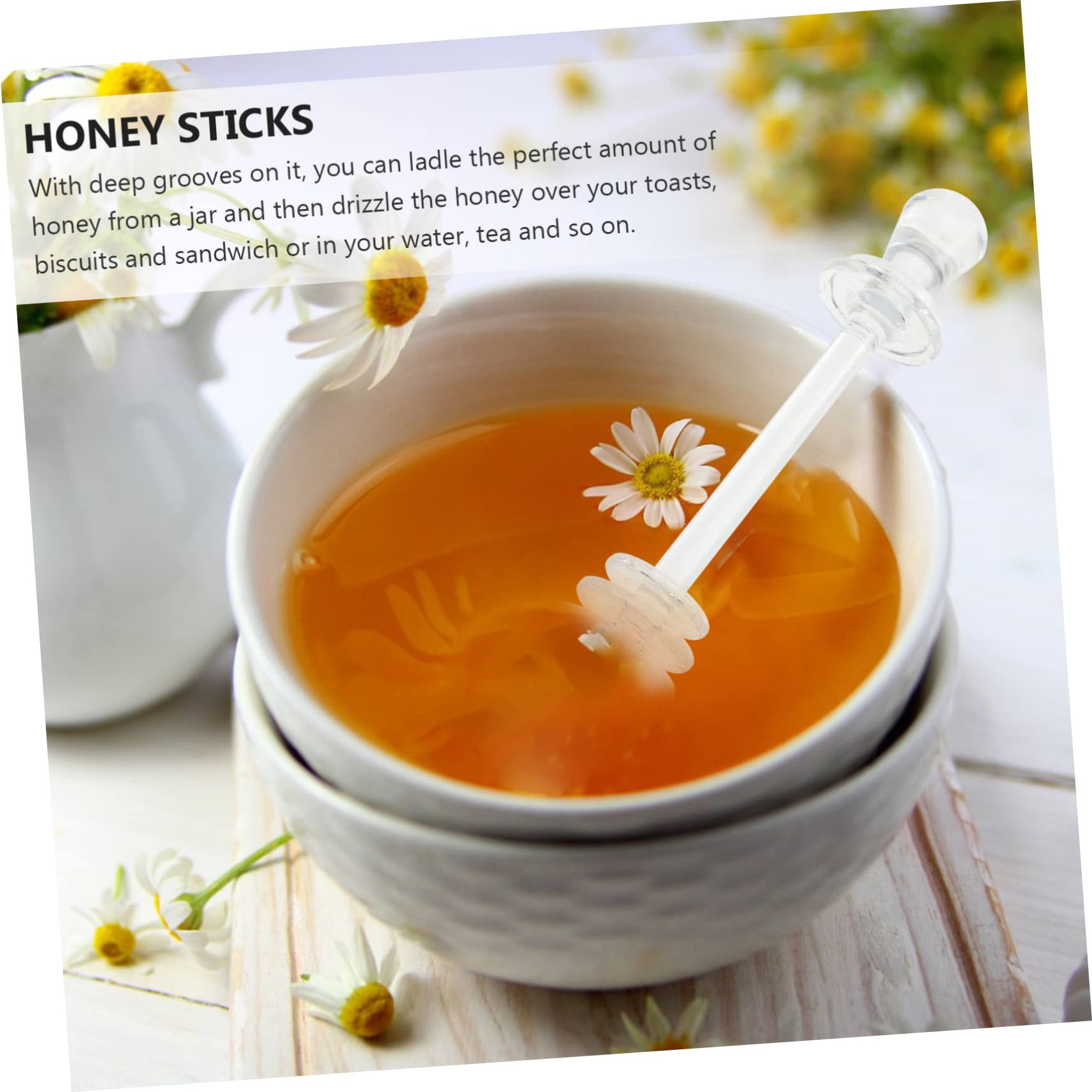 3Pcs Acrylic Honey Dipper Sticks - Honey Stirrer, Coffee & Syrup Dispenser, Juicer Blender Spoon - Perfect for Tea, Coffee, Cocktails & Dessert Serving