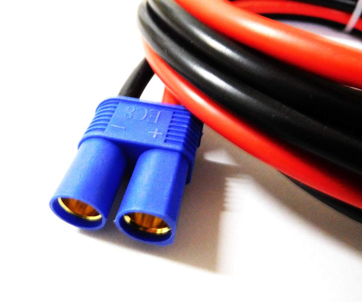 **EC8 Male to Female RC Battery Connector Adapter - 10AWG Silicone Wire (15CM/0.5FT) - High Current Extension Cable for RC Cars, Drones, and Battery Chargers**