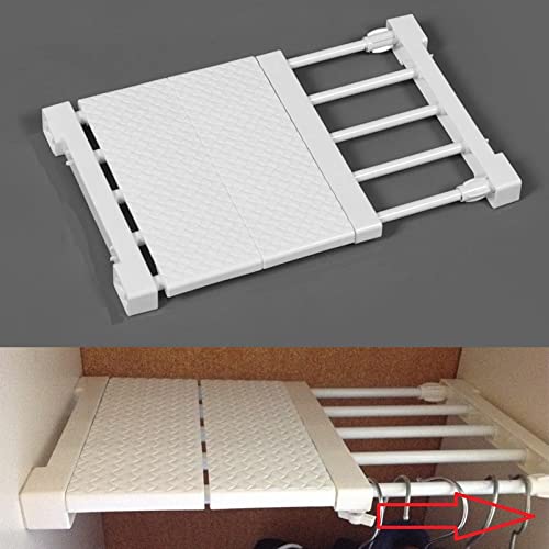 HabiWell Adjustable Wall Mounted Shelf Organizer - White Space Saving Storage Rack for Closet, Kitchen, Wardrobe & Cabinet (11.41-15.75