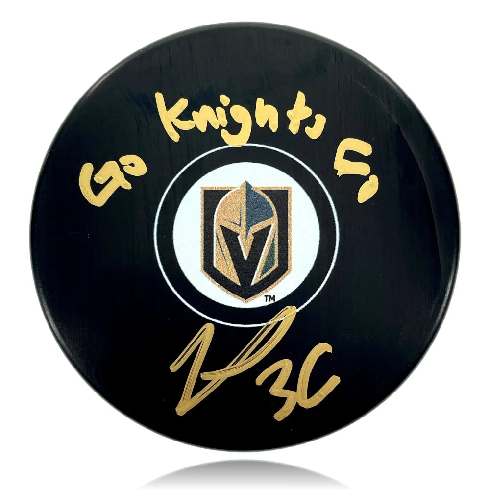 Logan Thompson Autographed Vegas Golden Knights Hockey Puck - 