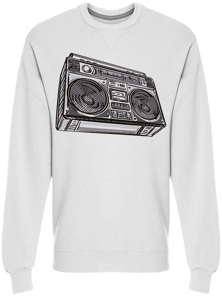 Vintage Hand Drawn Retro Boombox Graphic Sweatshirt for Men - Casual Streetwear & 90s Hip Hop Style Outfit