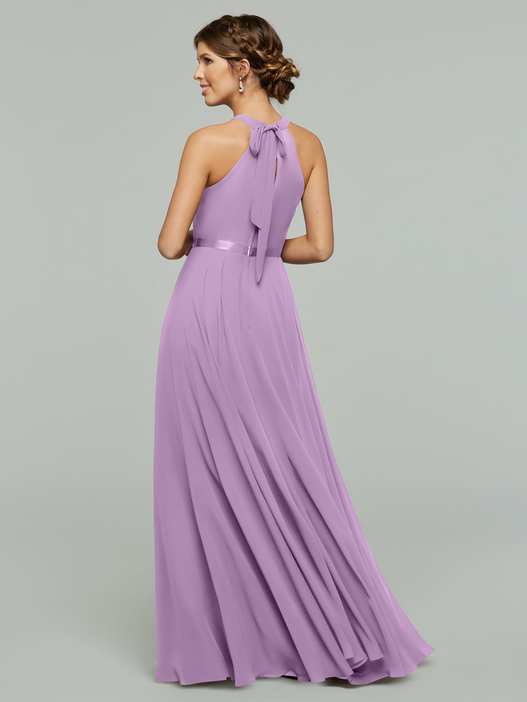 Elegant A-Line Chiffon Bridesmaid Dress with Halter Neckline - Perfect for Weddings, Formal Events & Special Occasions