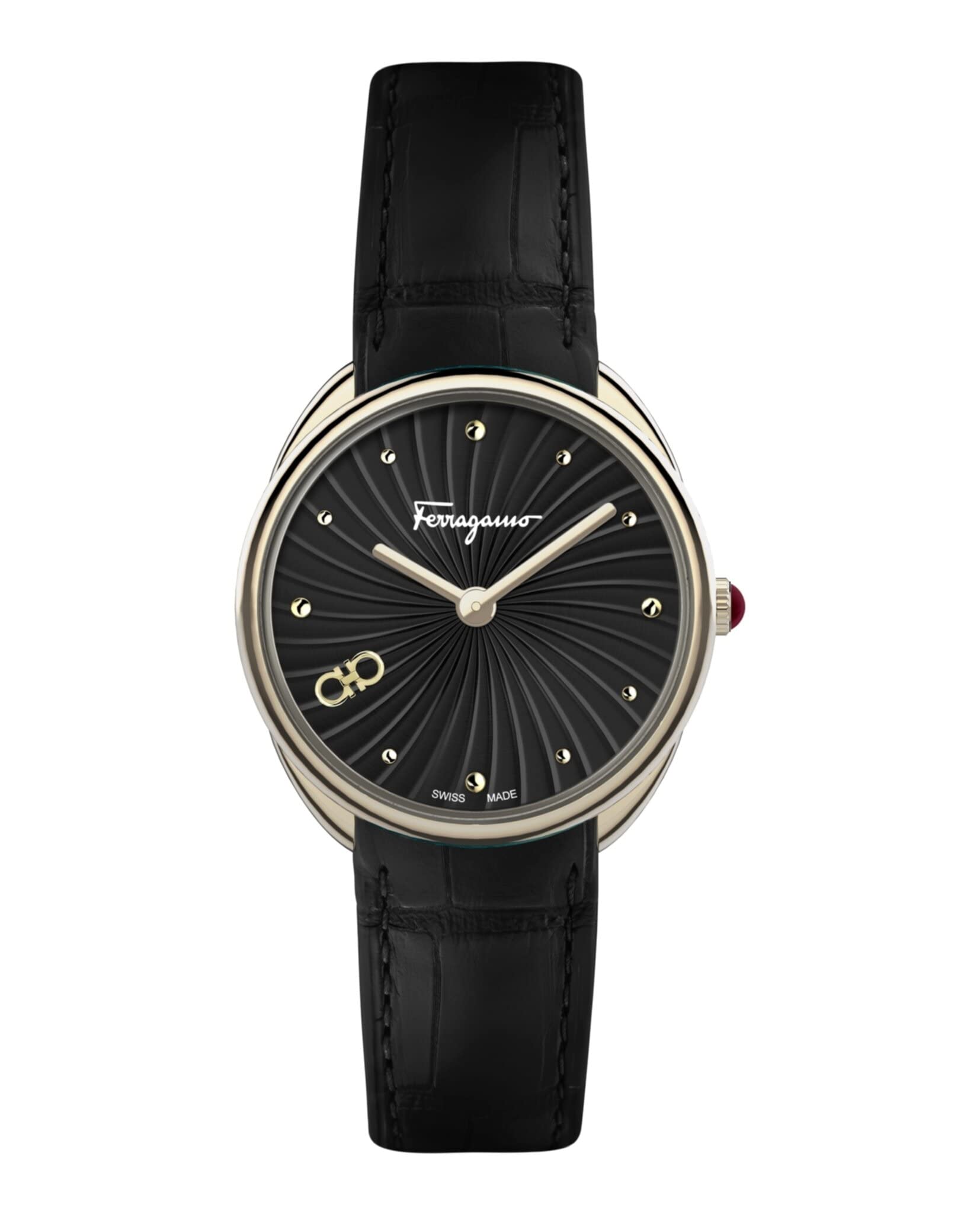 Ferragamo Women's Swiss Made Leather Strap Watch - Cuir Collection - Perfect for Business, Casual & Special Occasions