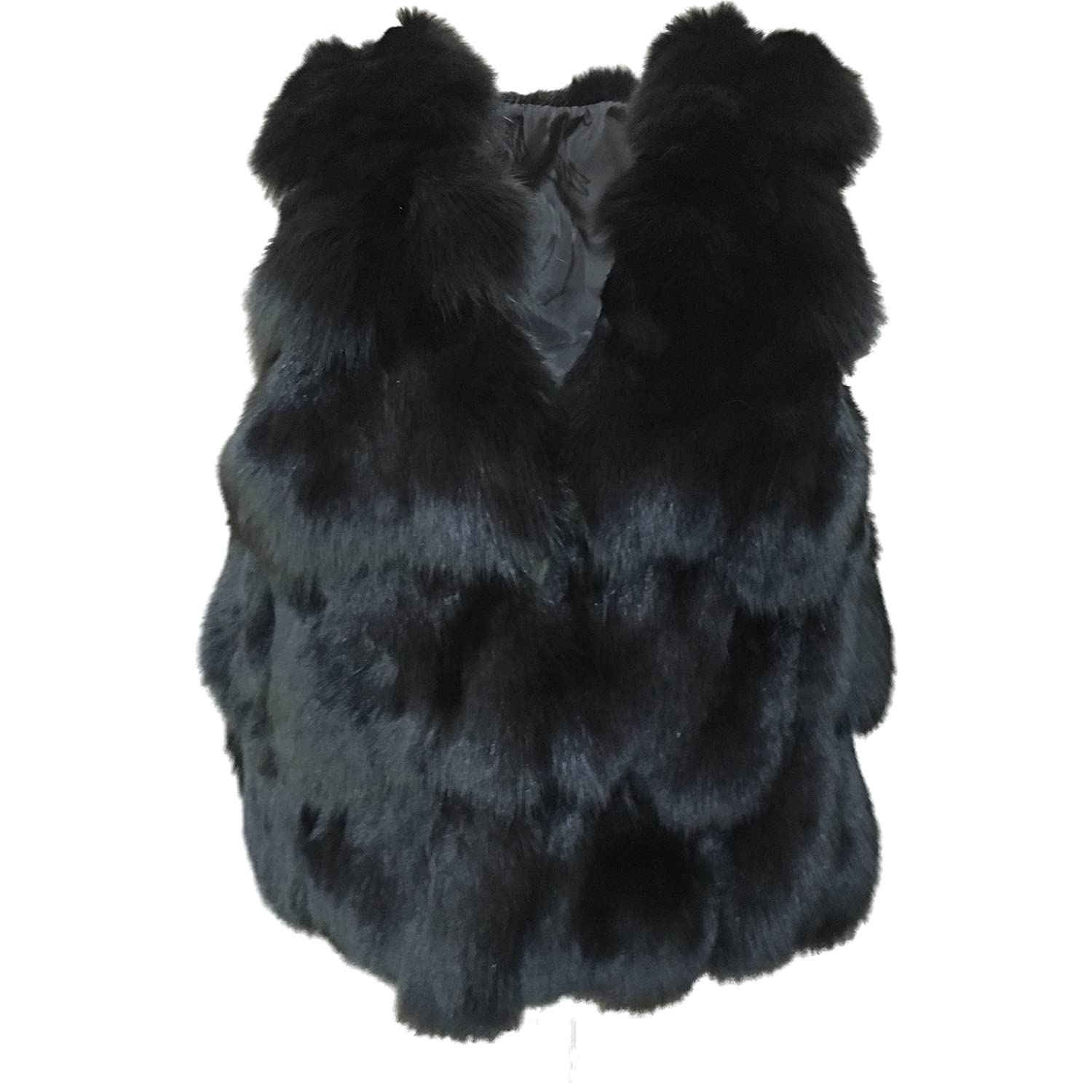 LVCOMEFF Women's Natural Fox Fur Vest - Fluffy Faux Fur Jacket for Plus Size - Winter Fashion Outerwear for Casual & Party Wear