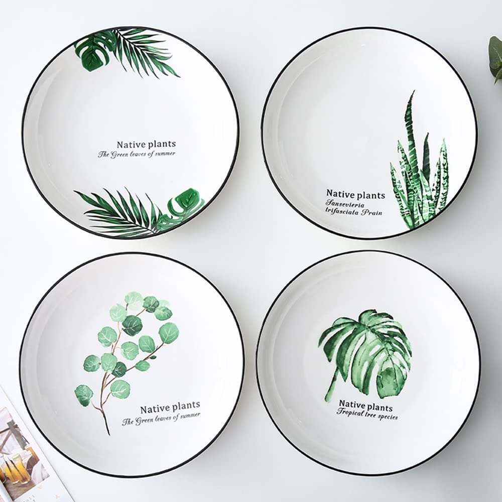 4-Piece Round Stoneware Dinnerware Set - 10-Inch Dishwasher Safe Plates for 4 - Perfect for Family Dinners, Restaurants & Entertaining Guests