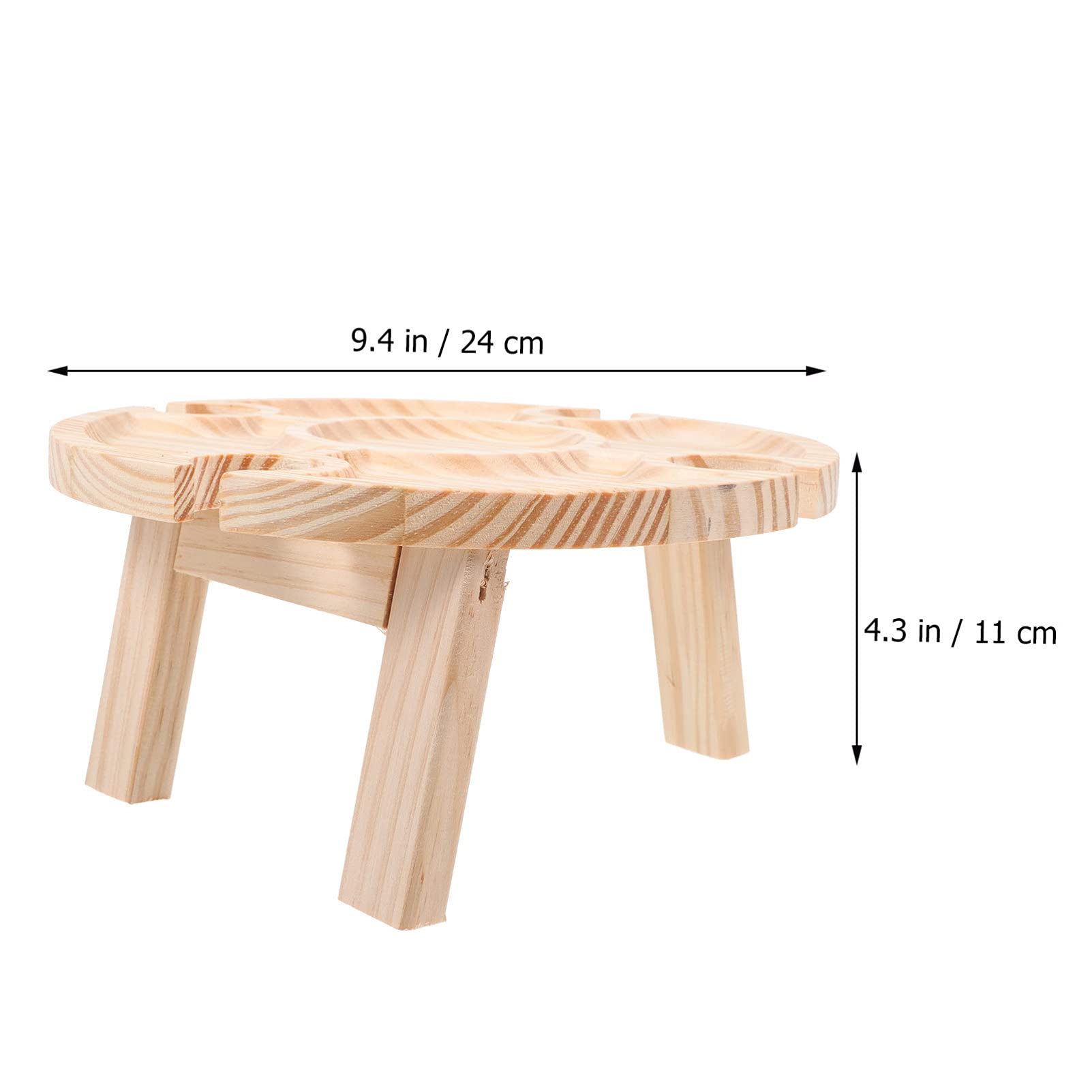 1pc Portable Round Wooden Picnic Table - Outdoor Food Serving Desk, Snack Table, Household Wine & Glass Table for Picnics, Camping, BBQs & Home Entertaining