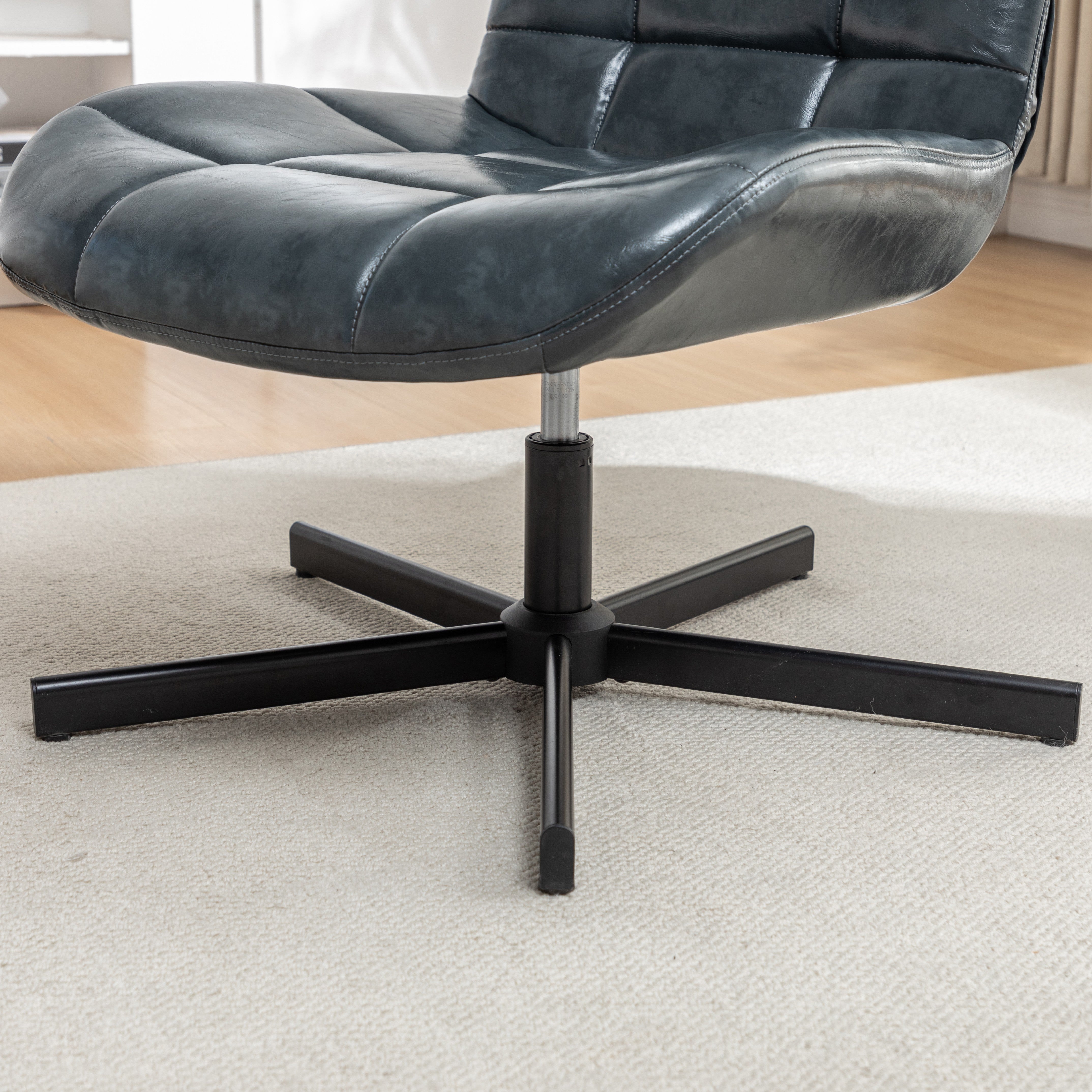Roundhill Furniture Arlena Faux Leather Tufted Swivel Accent Chair - Modern Living Room Lounge Chair for Home Office, Reading Nook & Bedroom Decor