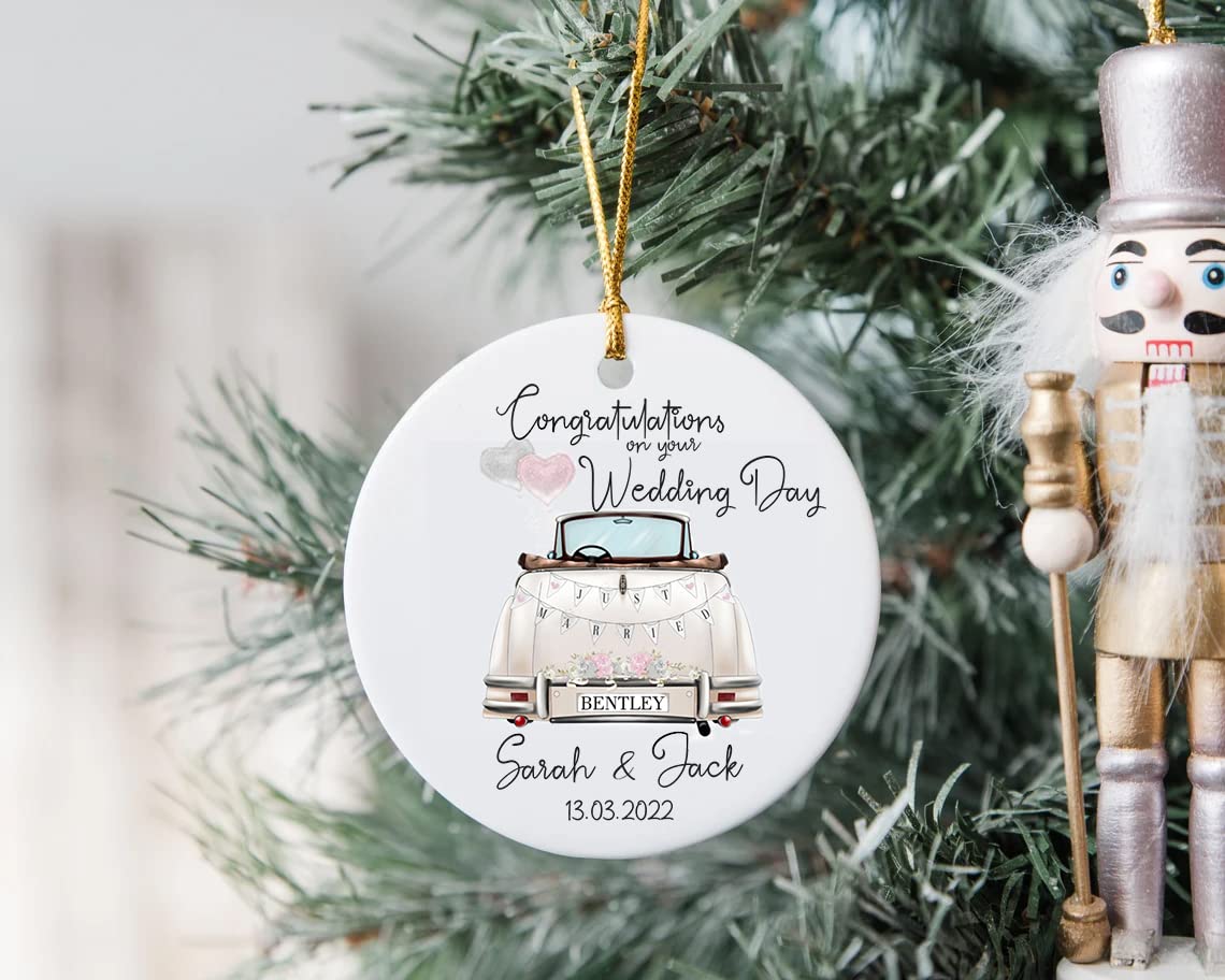 Personalized Wedding Gifts for Couples - Unique Mr & Mrs Keepsake Ornament, Just Married Decorations 2022 | Perfect for Anniversaries, Bridal Showers & Newlywed Home Decor