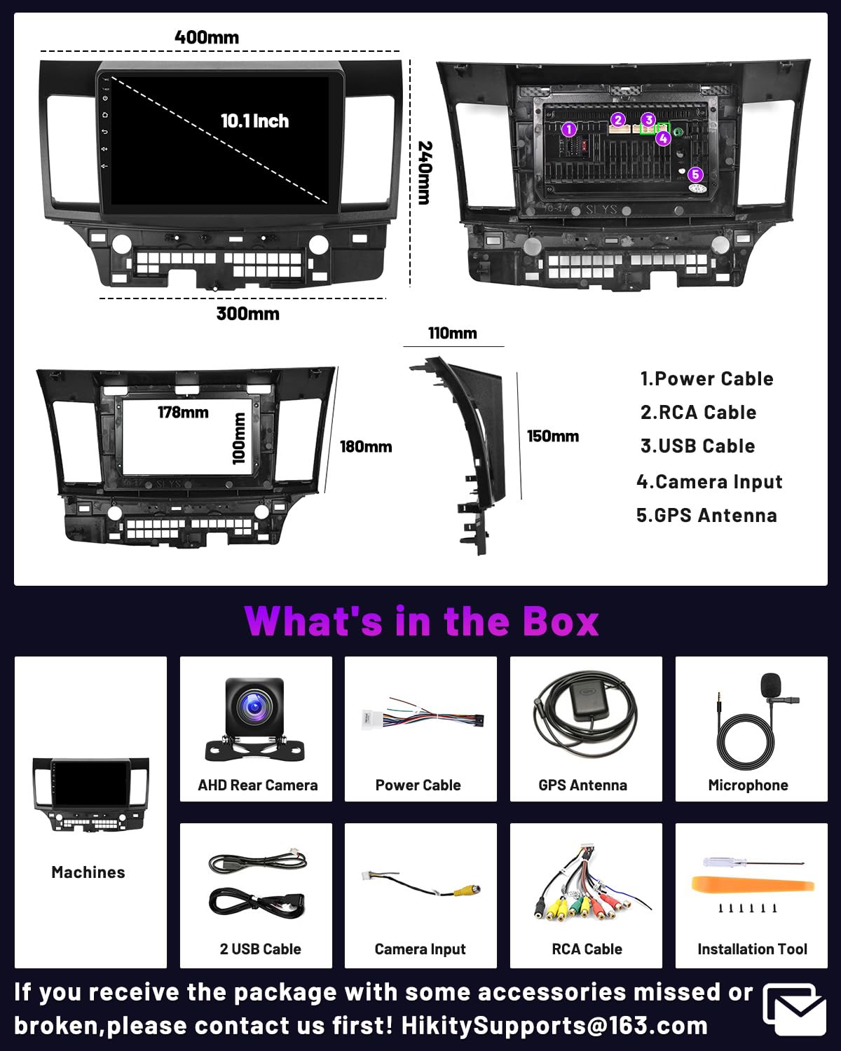 2+64GB Hikity Android 13 Car Stereo for Mitsubishi Lancer 2008-2017 - 10.1