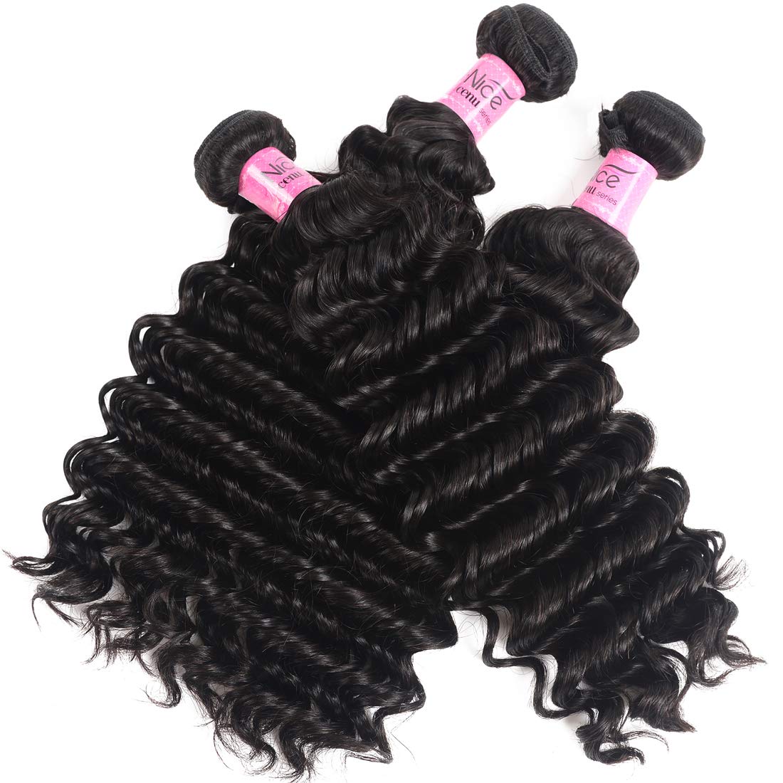 UNice Peruvian Virgin Human Hair Extensions - 3 Bundles Deep Wave Weft, 100% Real Human Hair, Natural Color, 95-100g per Piece (14 16 18 Inch) for Stunning Volume & Length - Perfect for Daily Wear, Special Occasions & Salon Styling