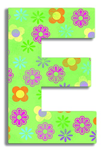 Modern Green Floral Hanging Wooden Initial Wall Decor - 18 Inch Handmade Wood Letter Sign - 12x0.5x18 Inches - USA Made Home Decor for Bedroom, Nursery & Living Room