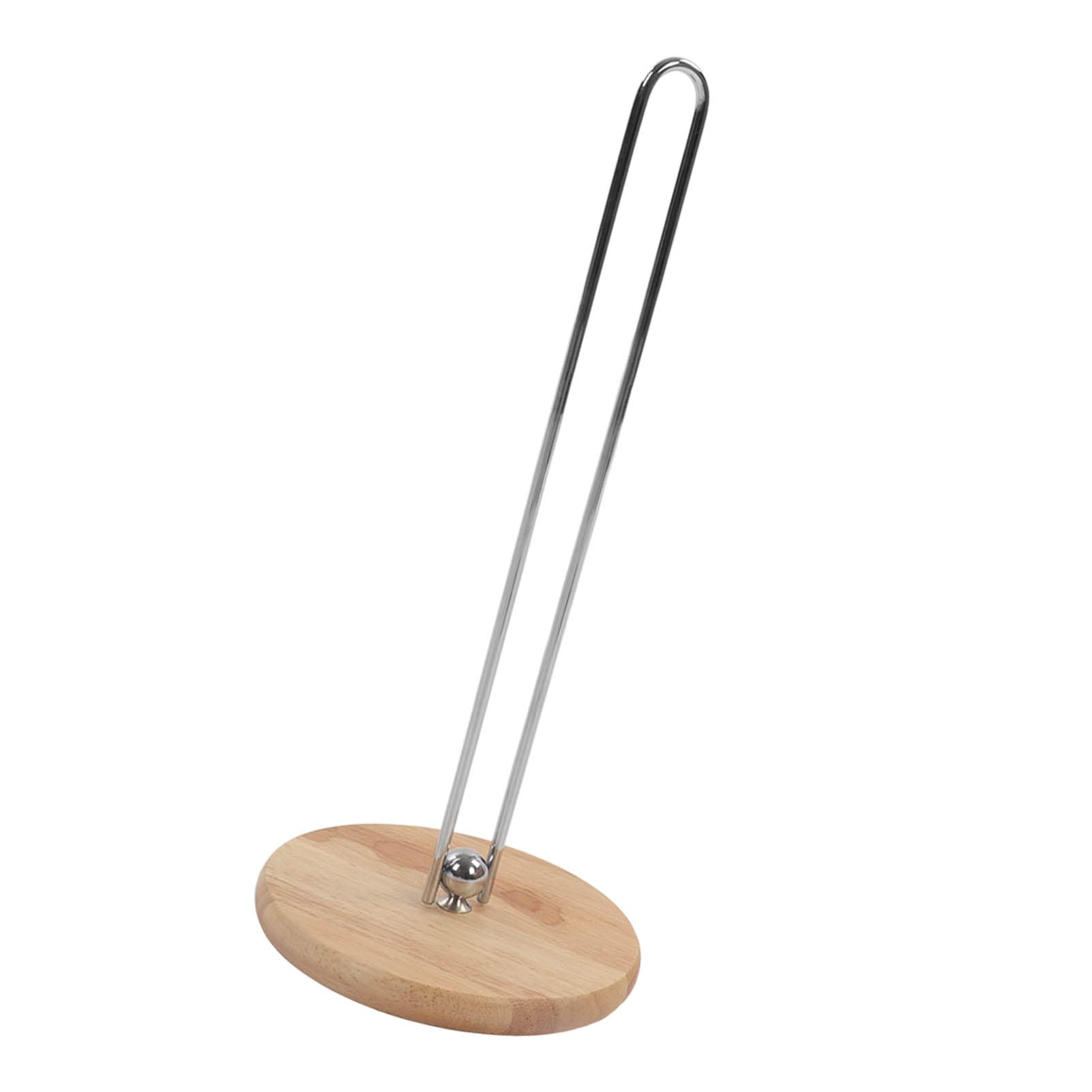 Stainless Steel Paper Towel Holder with Solid Wood Base - Wall Mount or Countertop Roll Dispenser for Kitchen, Bathroom, Office & RV Use