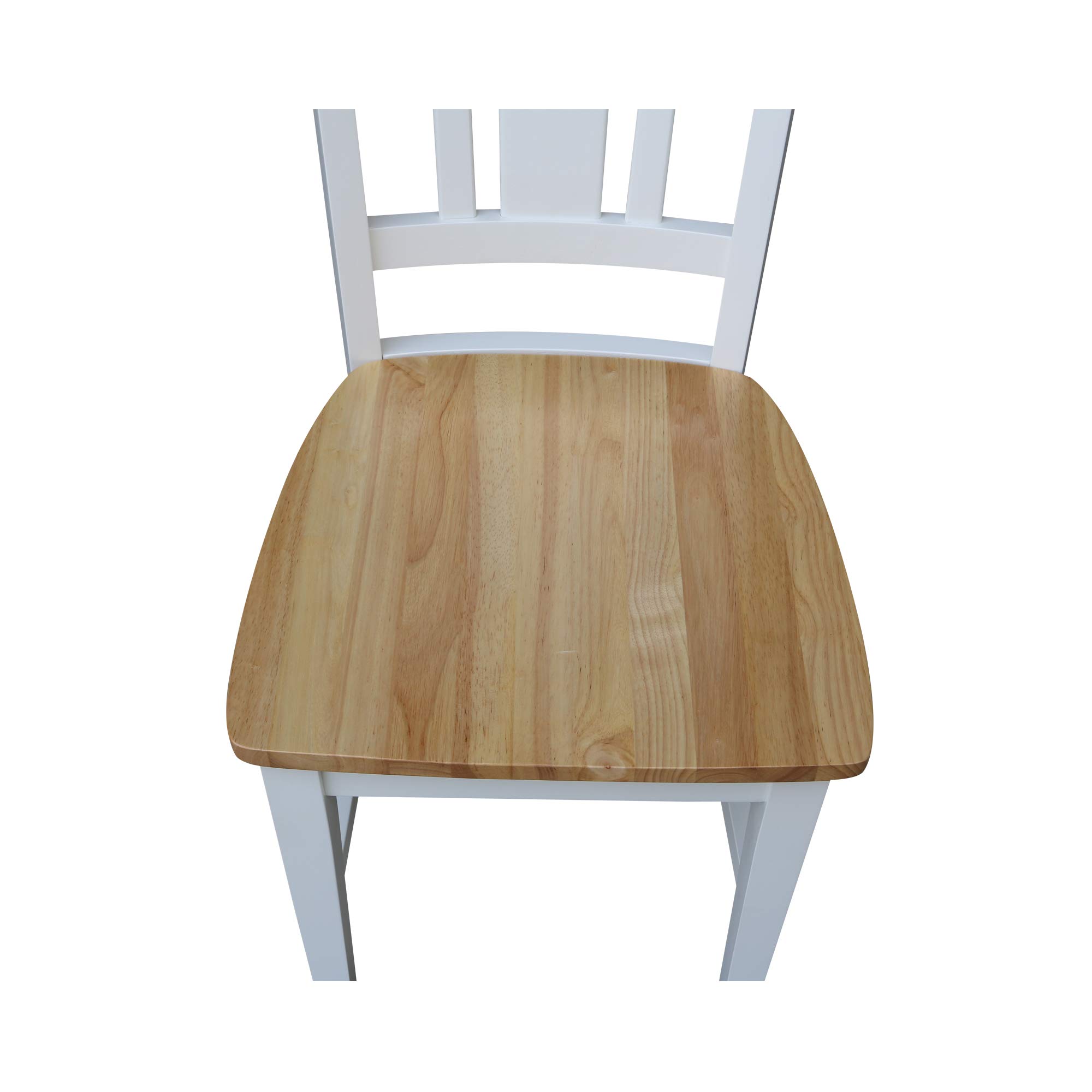 IC International Concepts Solid Wood San Remo Splatback Dining Chairs, Set of 2 - White/Natural Finish for Kitchen, Dining Room, or Breakfast Nook