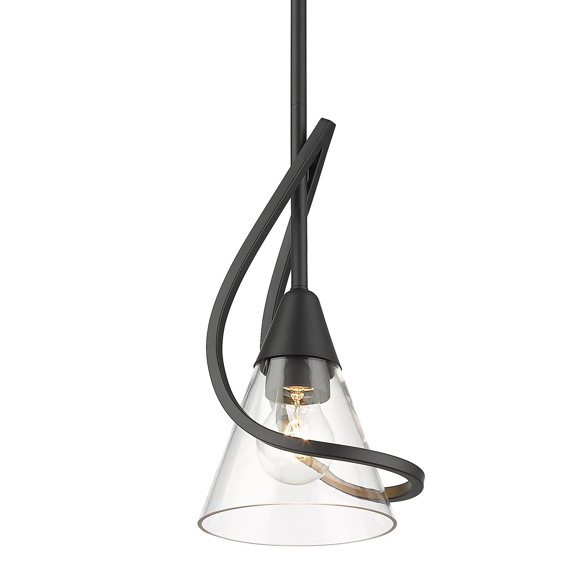 Golden Lighting Olympia Mini Pendant Light - Matte Black with Clear Glass Shade - Perfect for Kitchen Island, Dining Room, and Entryway Lighting