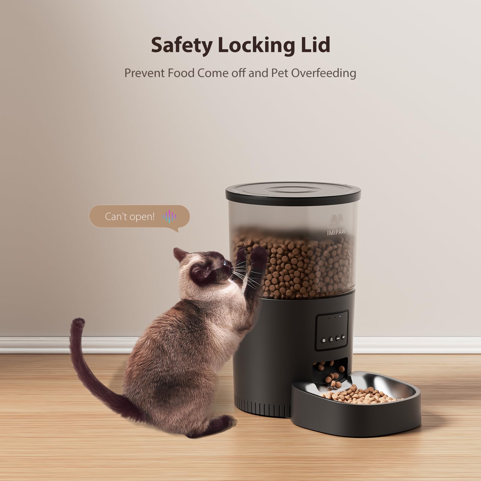 Automatic Cat Food Dispenser with WiFi & App Control - Programmable Pet Feeder for Dry Food, Dual Power Supply, Slow Feeder for Cats & Small Dogs - Perfect for Busy Pet Owners & Multi-Pet Households