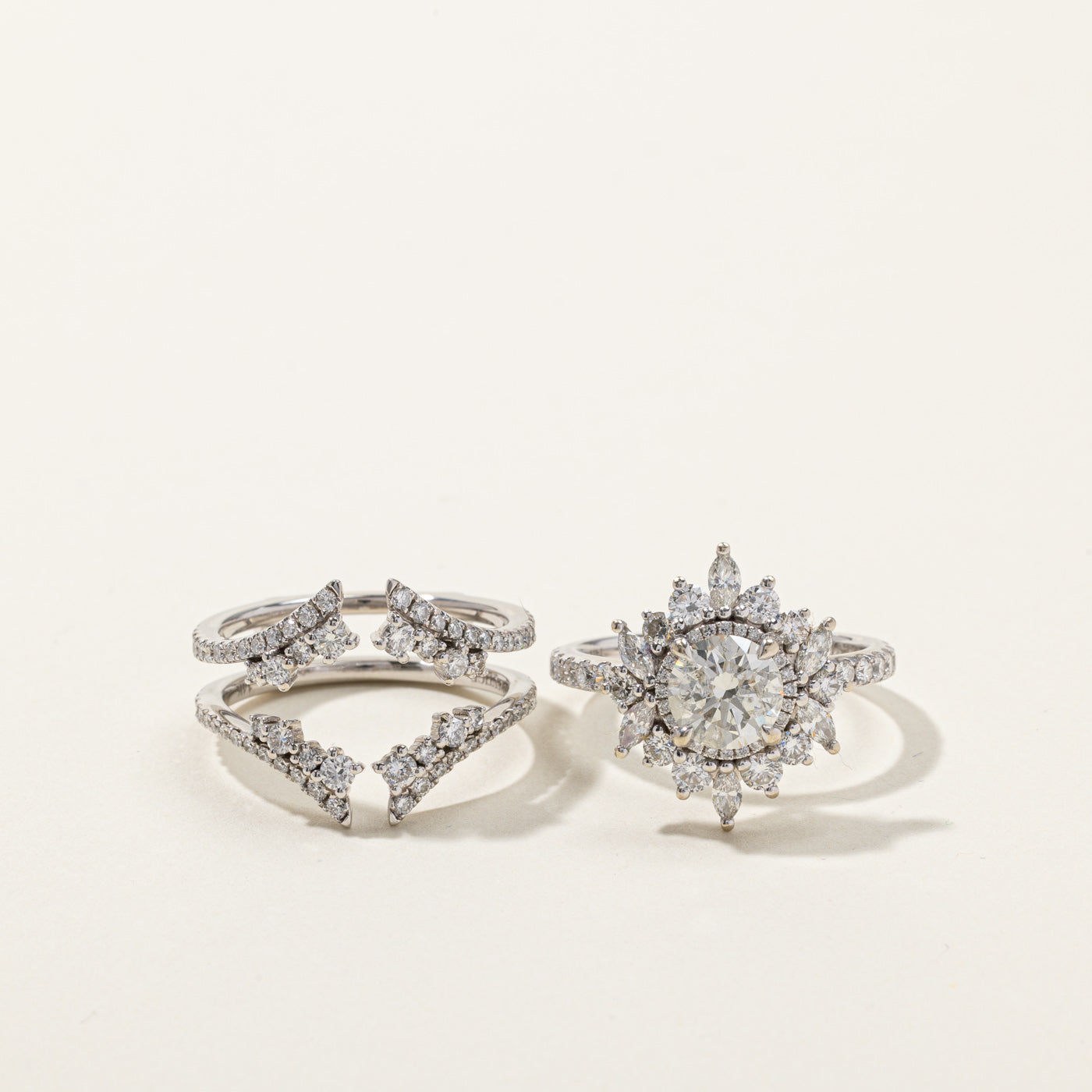 4.05ctw Cluster Diamond Wedding Ring Set for Women - Size 9.25 - Elegant Bridal Jewelry for Engagement, Anniversary & Special Occasions