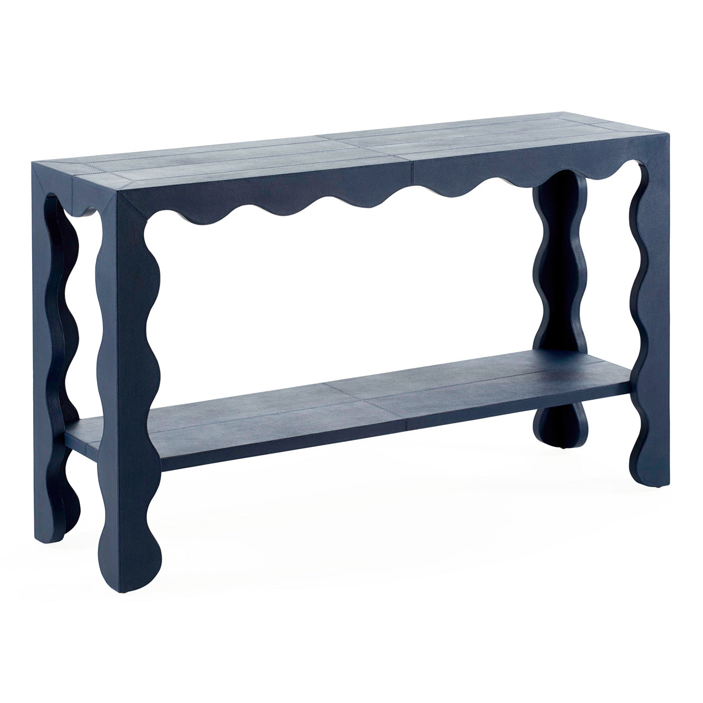 Flow 52 Genuine Leather Console Table - Modern Sofa Table with Storage Shelf for Living Room, Entryway & Bedroom - Elegant Home Decor Furniture