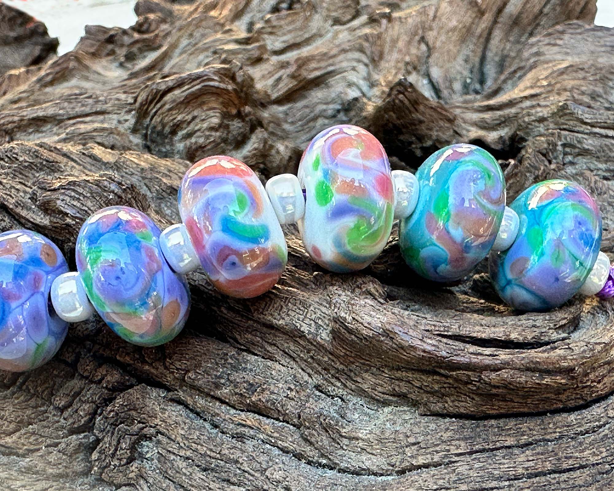 8-Piece Sunlit Garden Colorful Lampwork Glass Beads Set for Jewelry Making - DIY Bracelets, Necklaces & Craft Projects - Perfect for Beaders and Artisans