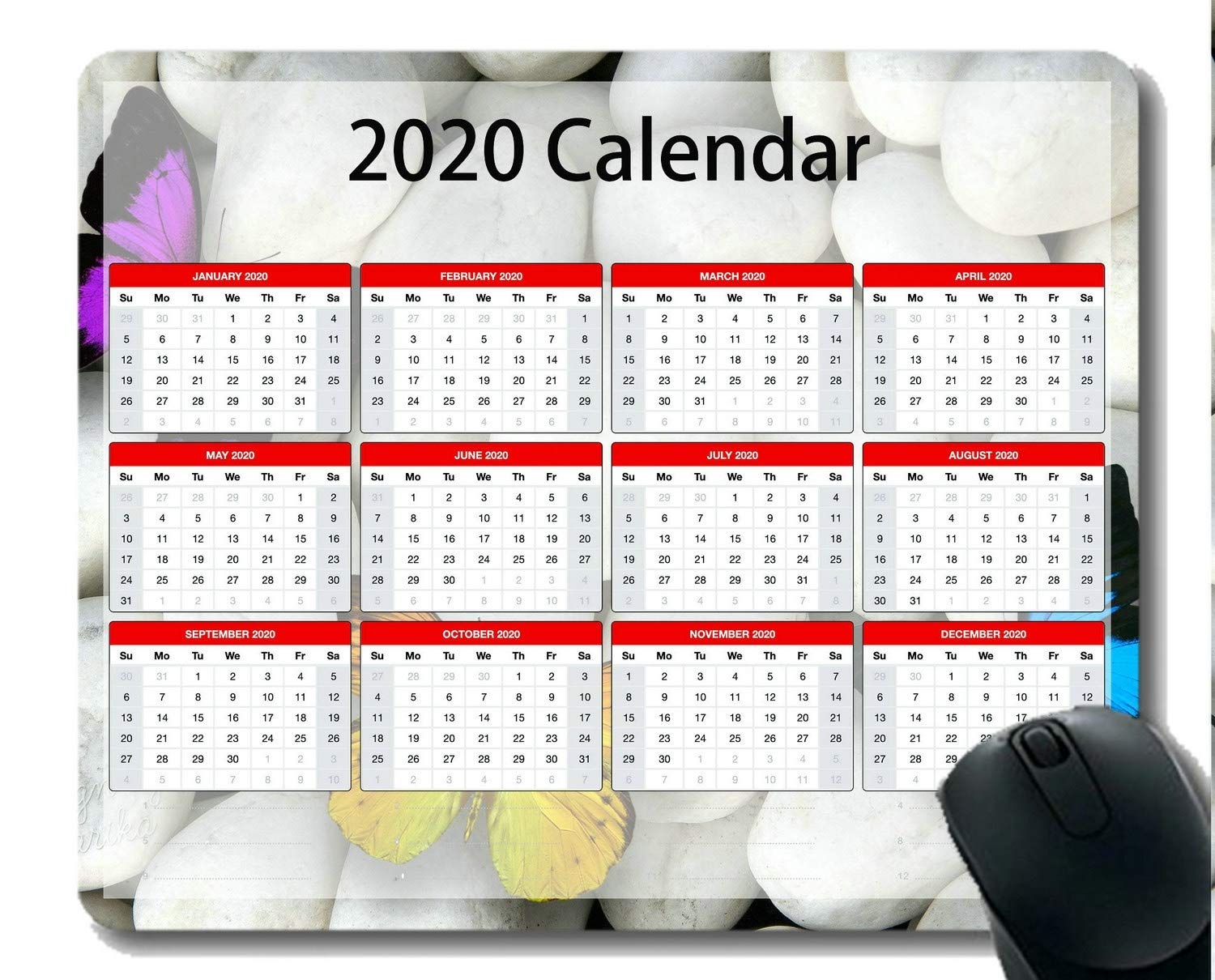 2024 Custom Gaming Mouse Pad with Stone Art Butterfly Design & Stitched Edge - Non-Slip Large Desk Mat for PC, Laptop, Office & Home Use - Perfect Gift for Gamers & Professionals