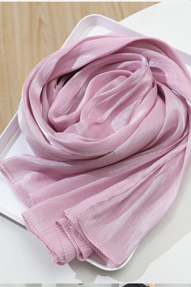 Jimmy Choo Organza Hijab Scarf - Elegant Onion Color Muslim Headscarf for Women | Perfect for Prayer, Modest Fashion & Special Occasions