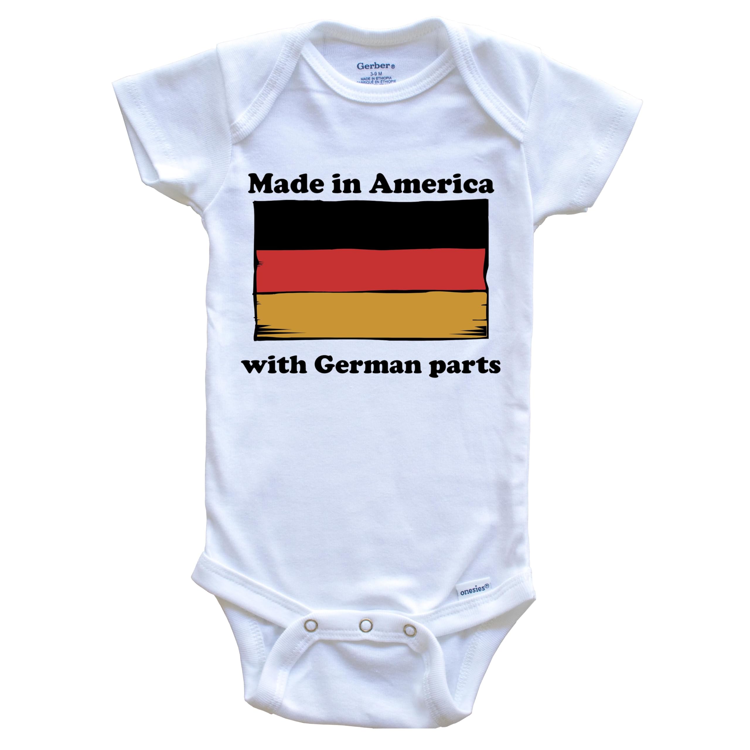 Funny Germany Flag One Piece Baby Bodysuit - Made in USA with German Parts | Cute Infant Outfit for Holidays, Parties & Photo Shoots