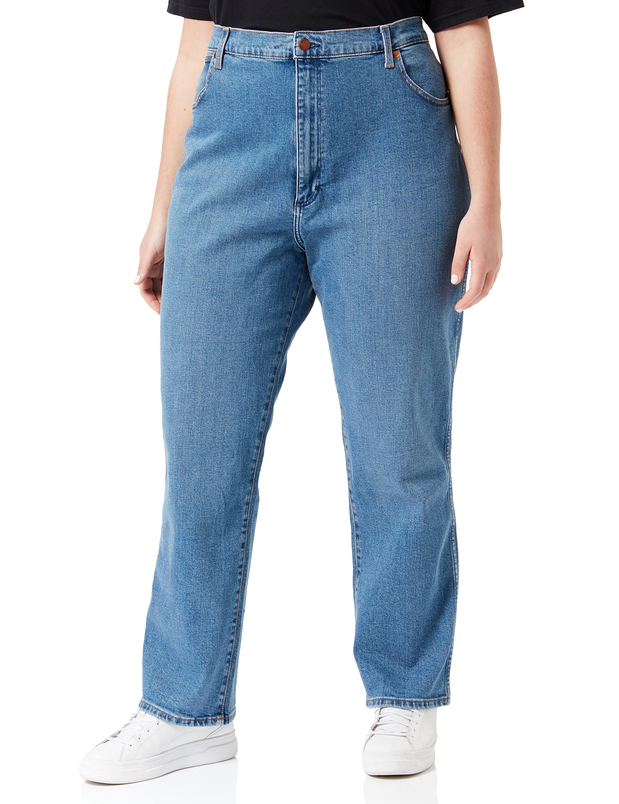 Wrangler Women's Wild West Mid Rise Blue Jeans - Comfortable Denim Pants for Casual Wear, Western Style, and Everyday Outfits