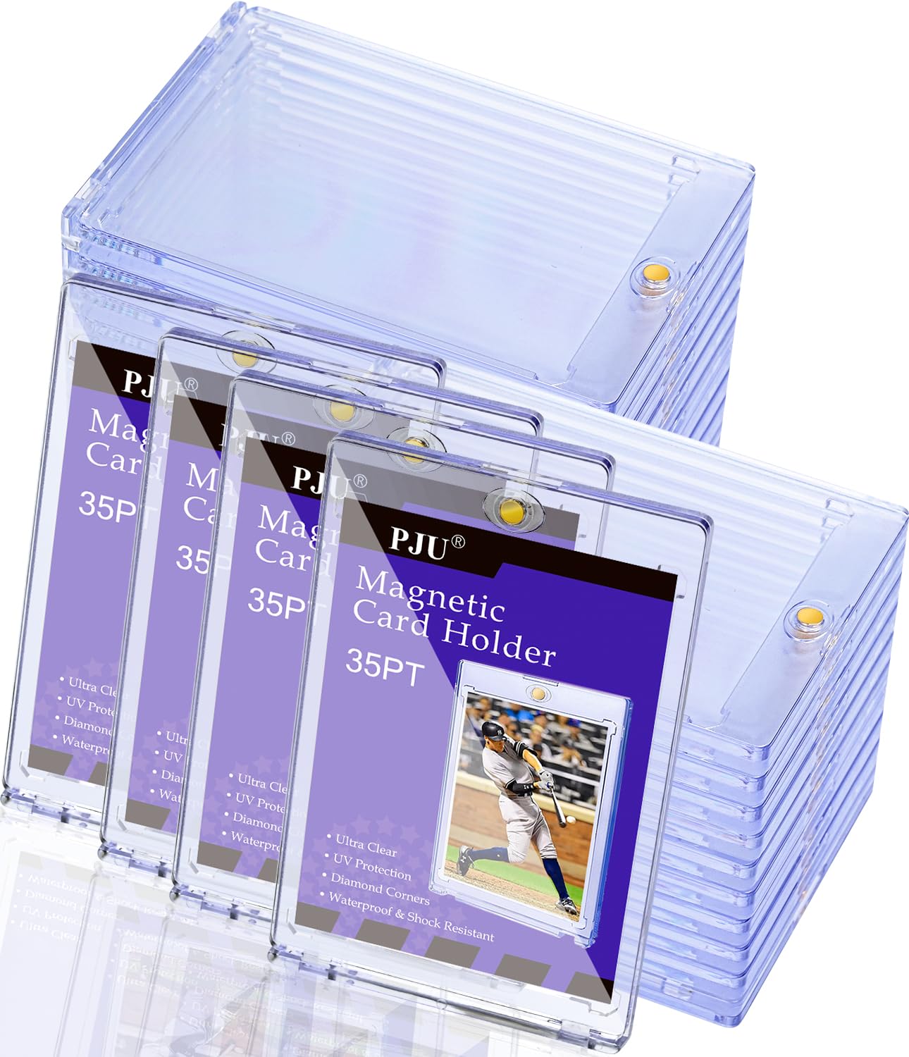 120ct Magnetic Card Holder for Trading & Sports Cards - 35pt One Touch U-V Protection Hard Plastic Case - Perfect for Baseball, Game & Collectible Cards Display & Storage