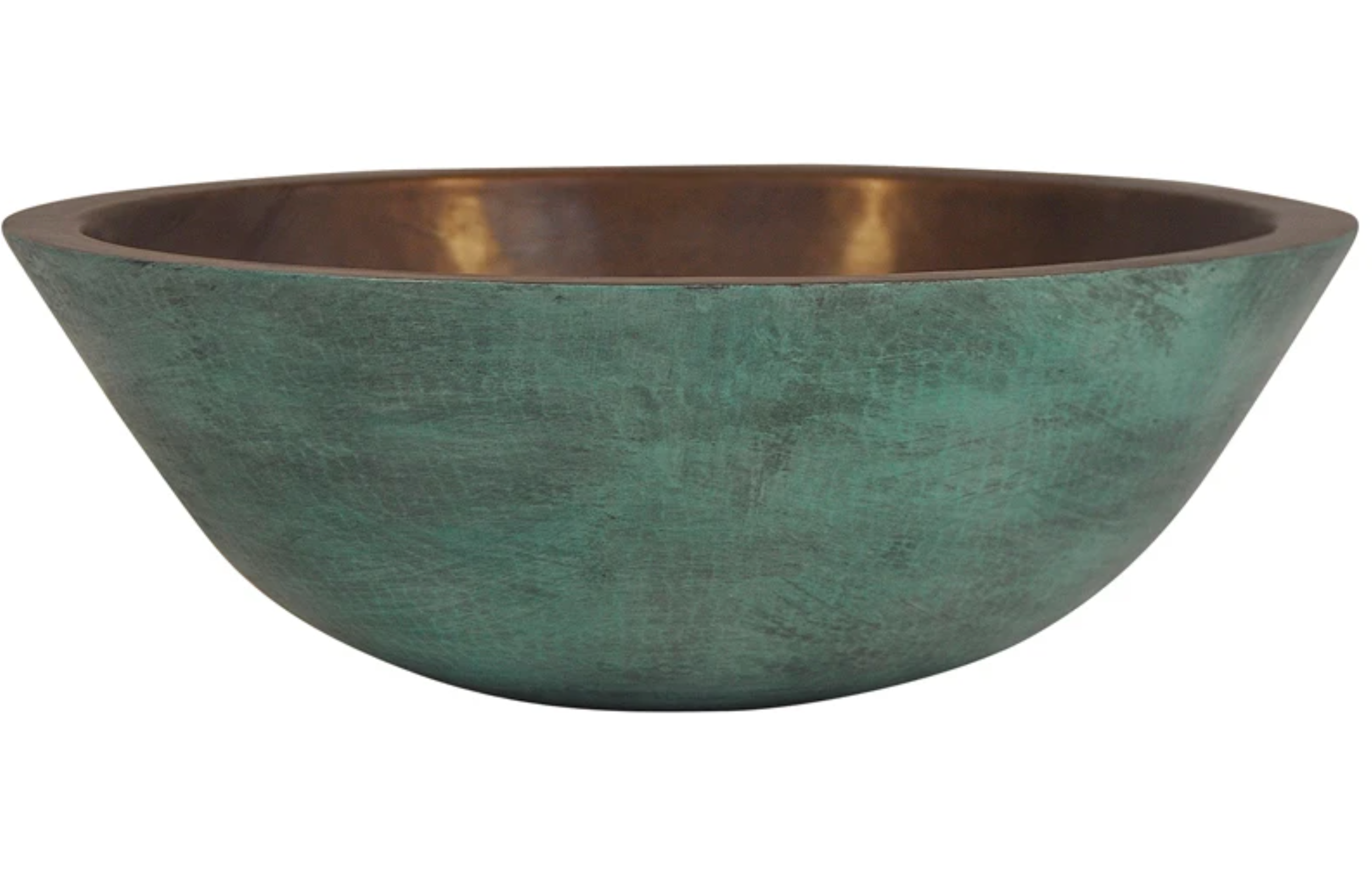 Round Verde Copper Vessel Sink - Handcrafted Bathroom Basin with Antique Patina Finish | Perfect for Modern Farmhouse, Rustic Bathroom & Luxury Powder Room Decor