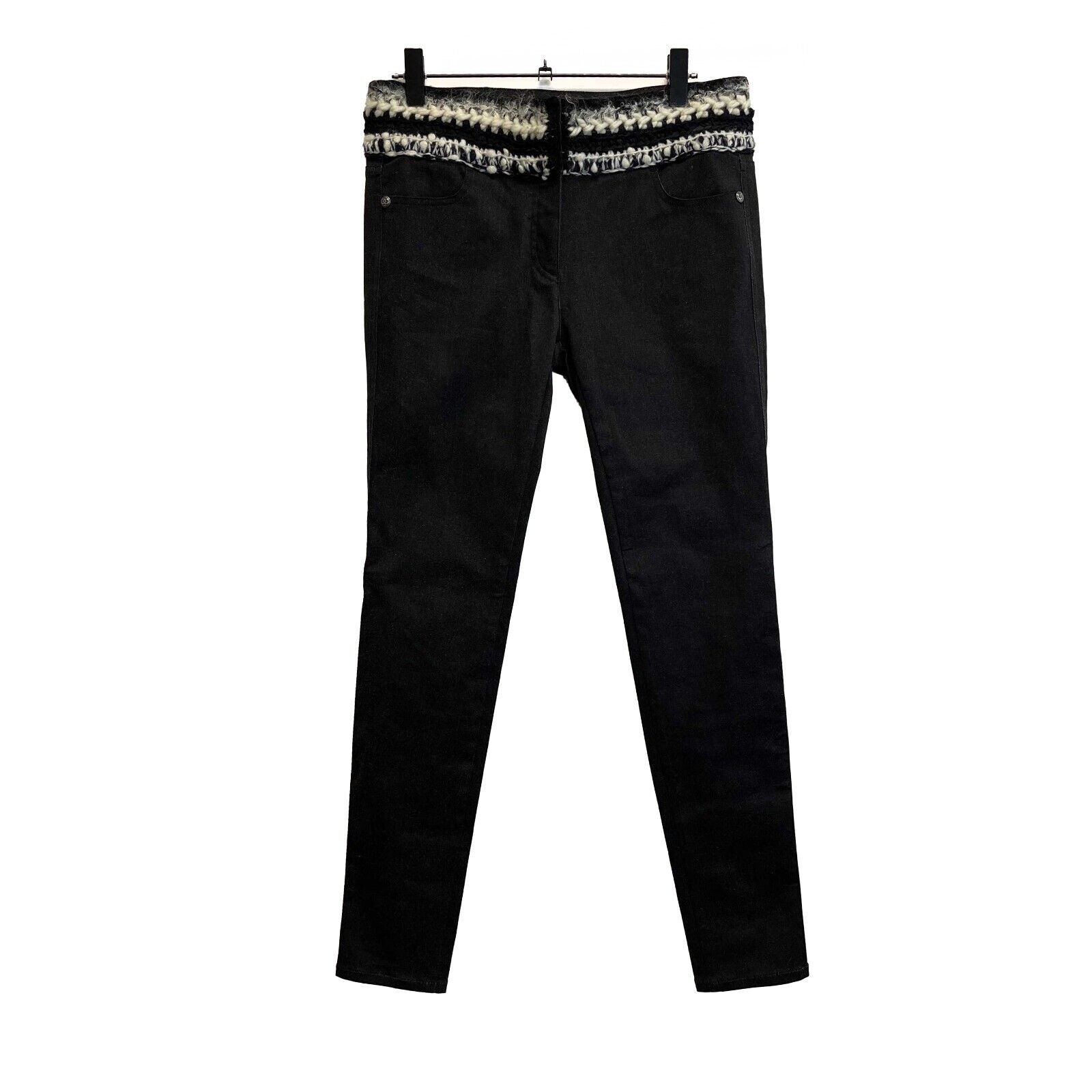 Chanel Slim Tweed Pants - Black White Size 42 (US 10) - New Without Tags | Elegant Office Wear & Evening Outfits for Women