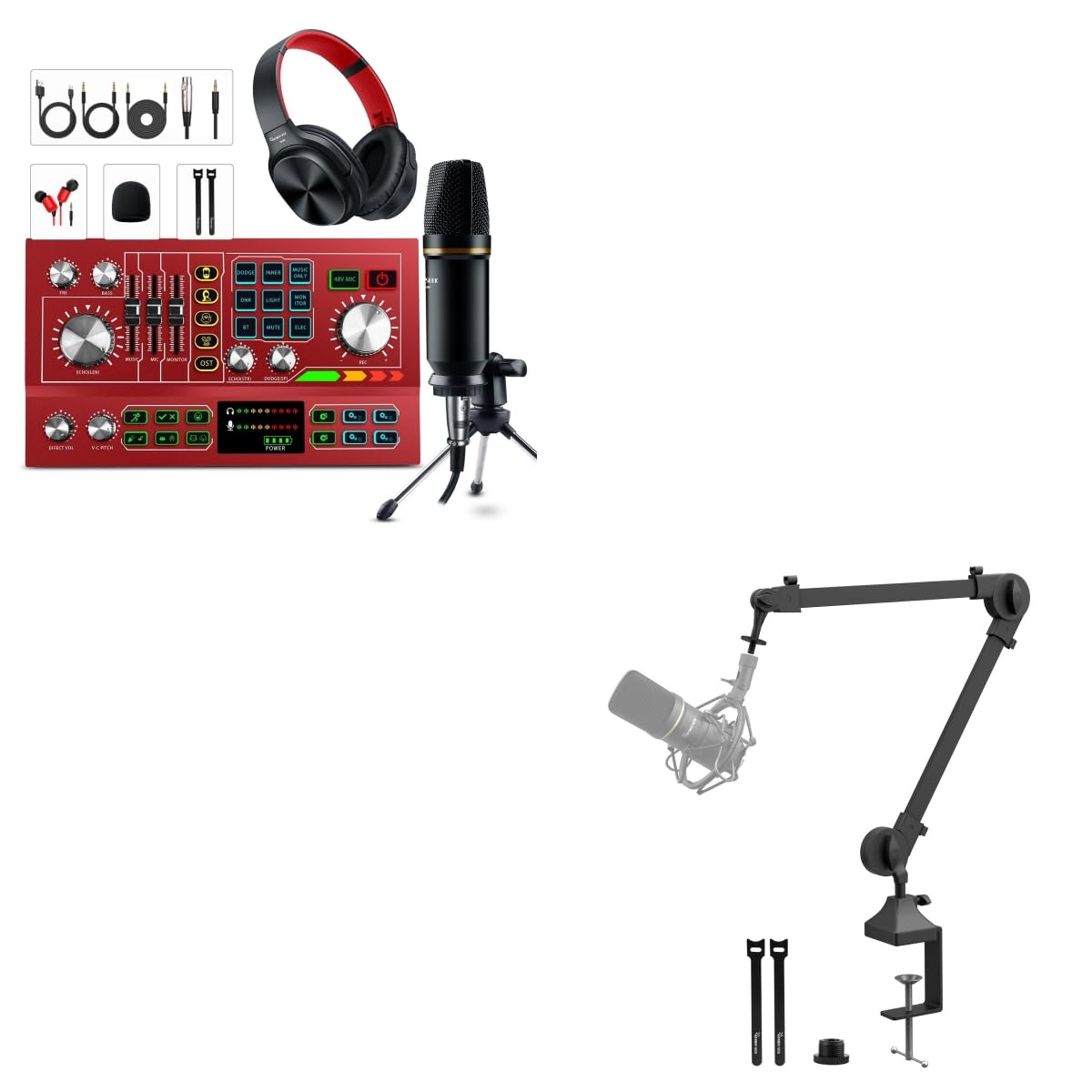 Professional Podcast Equipment Bundle - Condenser Microphone & Headset with Foldable Boom Arm - Perfect for Home Studio, Streaming & Voice Recording