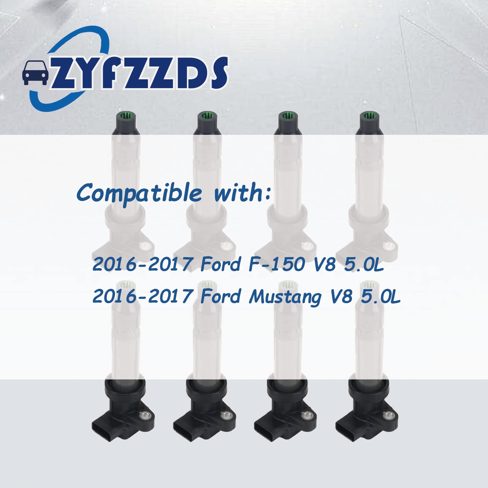 8 Pack Ignition Coil Set Compatible with 2016-2017 Ford F-150 V8 5.0L & Mustang V8 5.0L - OEM FR3Z-12029-A Replacement - Improve Engine Performance & Fuel Efficiency for Daily Driving & Off-Road Use