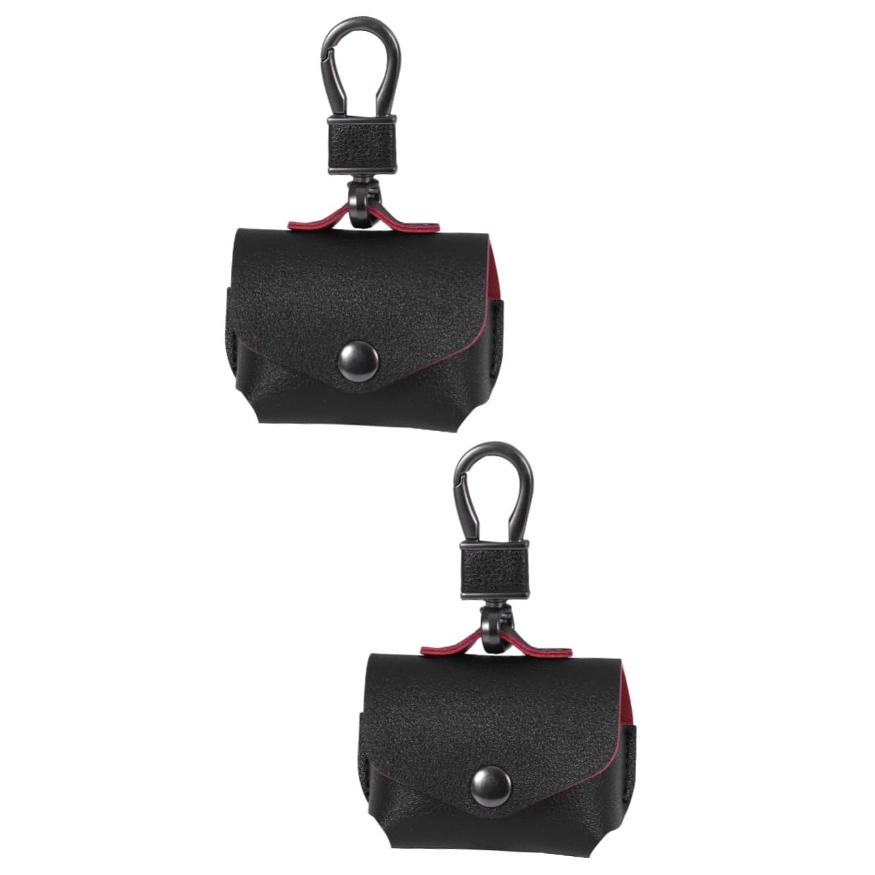 2-Pack Cute Imitation Leather Keychain Earphone Case for AirPods Pro - Anti-Loss Protective Cover with Carabiner Clip | Perfect for Gym, Travel & Daily Commute