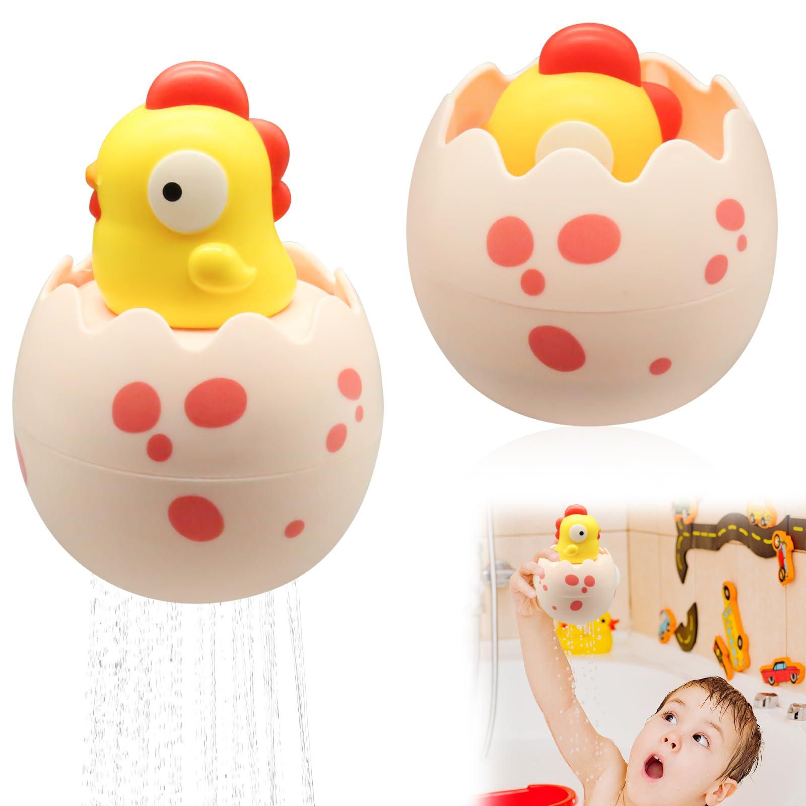 Easter Baby Basket Stuffers - Hatching Egg Bath Toys for Toddlers 1-3 Years Old - Easter Basket Fillers for Boys & Girls - Fun Bathtub & Pool Toys - Perfect Easter Gift for Infants & Toddlers (Great for Easter Celebrations, Bath Time Play & Swimming Pool Fun)