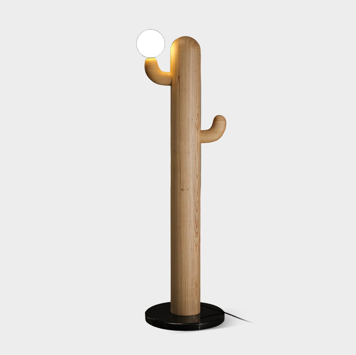 Modern Cactus Wood Floor Lamp - Handcrafted Natural Wood Standing Light for Living Room, Bedroom & Office - Warm Ambient Lighting for Home Decor