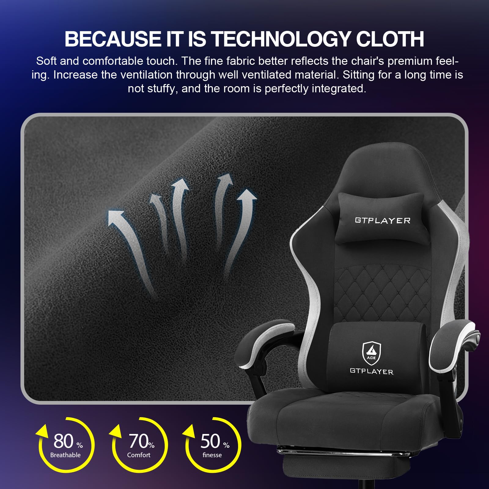 GTPLAYER Ergonomic Gaming Chair - High Back Office Chair with Pocket Spring Cushion, Adjustable Lumbar Support, Linkage Armrests & Footrest for PC, Computer, Video Game & Workstation Use - Perfect for Home Office, Gaming Setup & Workstation Comfort