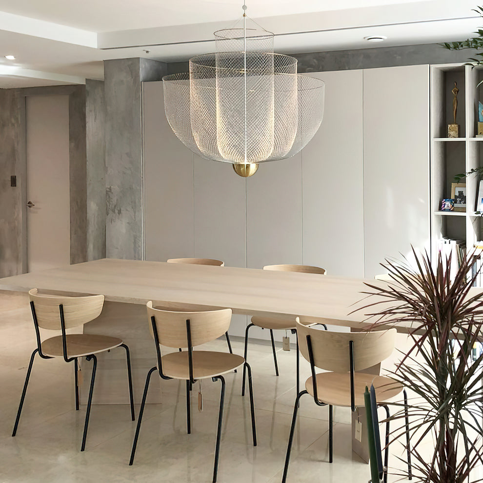 Elegant Meshmatics Crystal Chandelier - Modern Ceiling Light Fixture for Dining Room, Living Room & Bedroom | Energy Efficient LED Lighting for Home Decor