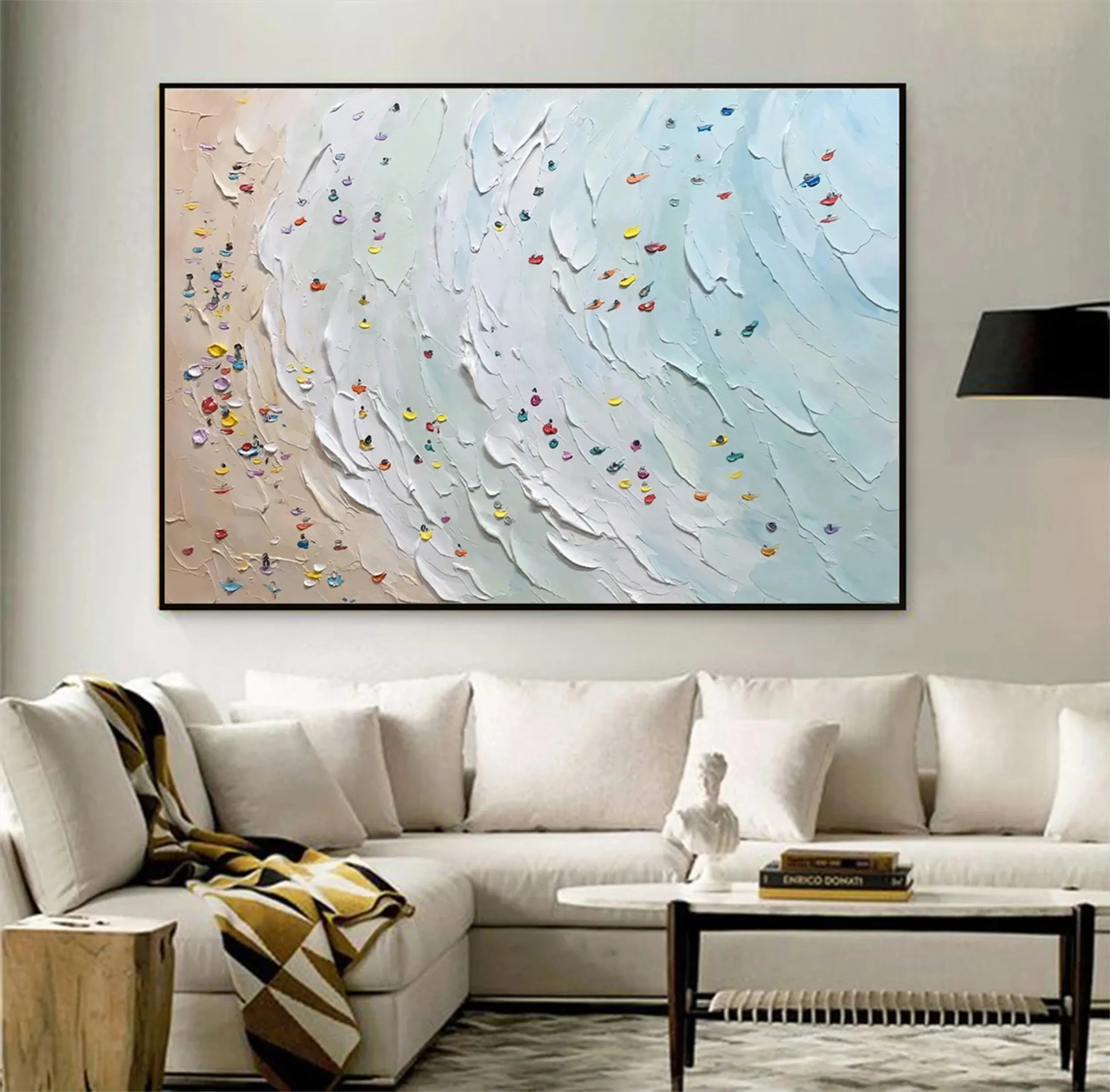 Seascape and Snowy Peak Painting #SP001 - Stunning Coastal and Mountain Landscape Art for Home & Office Decor