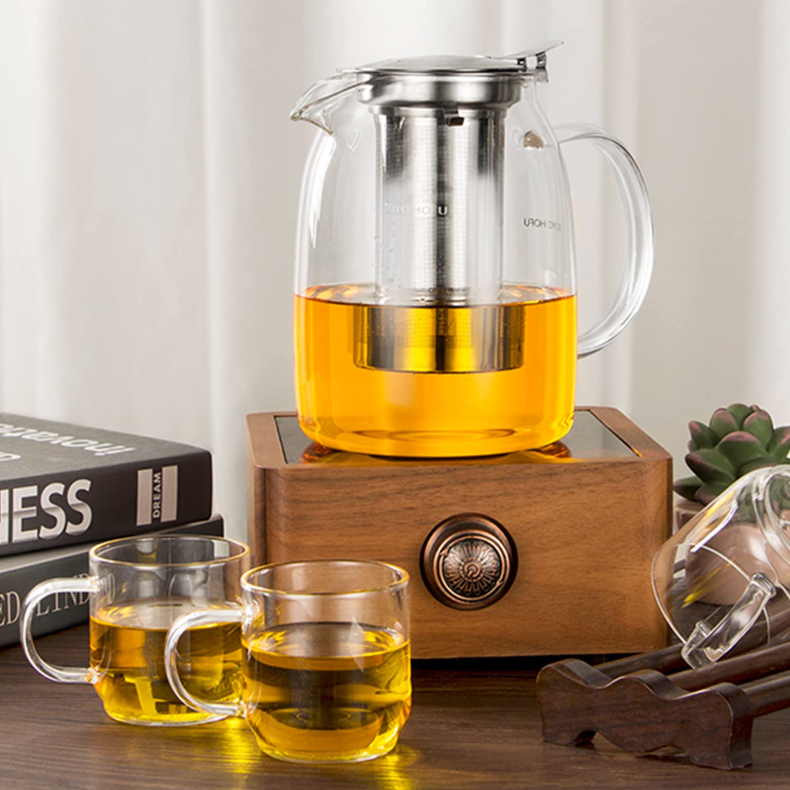 Premium Glass Teapot with Infuser & Lid - 1000ml/35oz Borosilicate Stovetop Safe Loose Leaf Tea Maker - Heat Resistant Clear Teapot for Tea Enthusiasts - Perfect for Home, Office & Gifting (Ideal for Green/Herbal Tea Brewing)