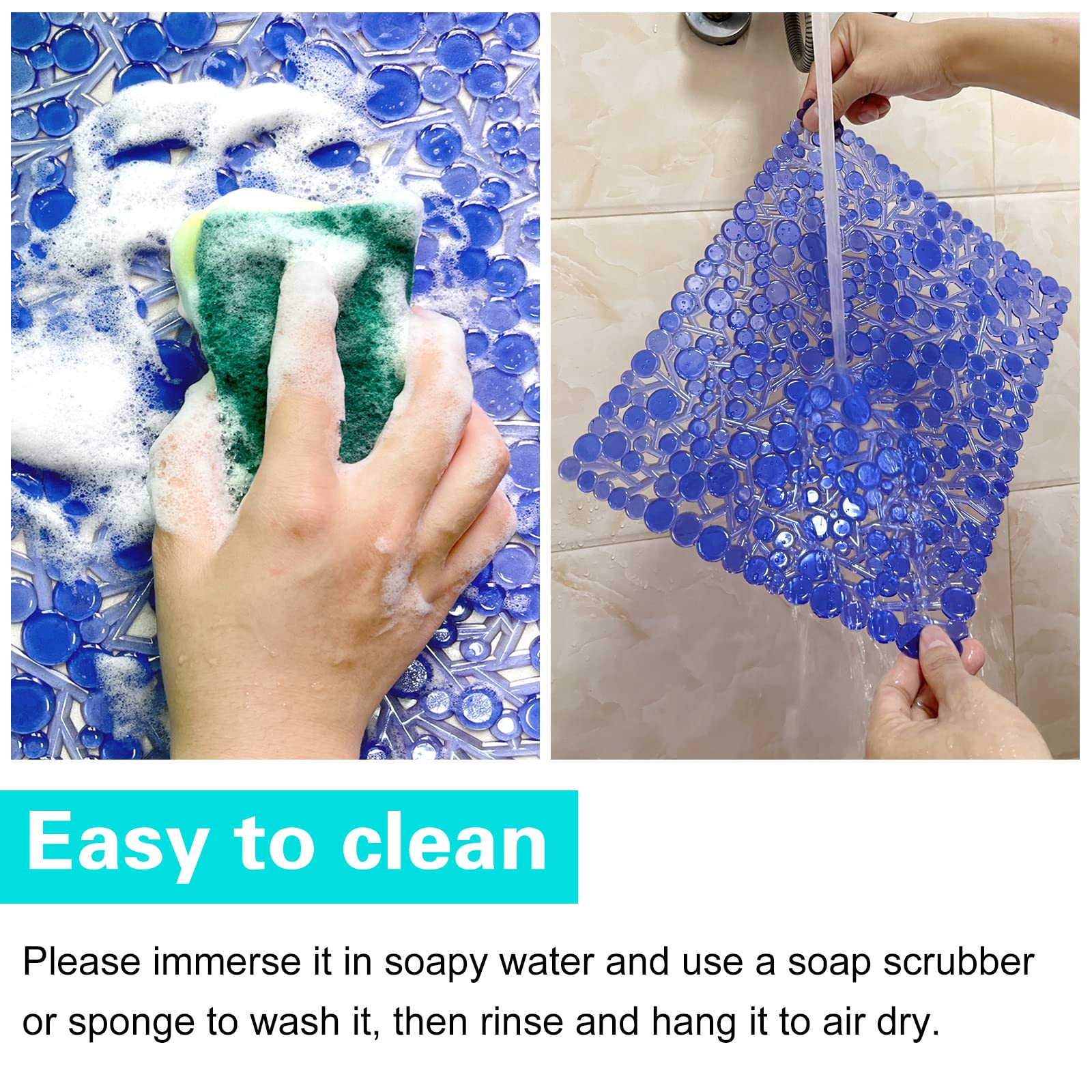 Coopay 2 Pack Non-Slip Kitchen Sink Mats - PVC Eco-Friendly Dish Drying Pad, Adjustable Sink Protector for Stainless Steel & Porcelain Sinks (12.6”x10.5”, Blue) - Perfect for Dishwashing, Draining & Protecting Sink Bottom