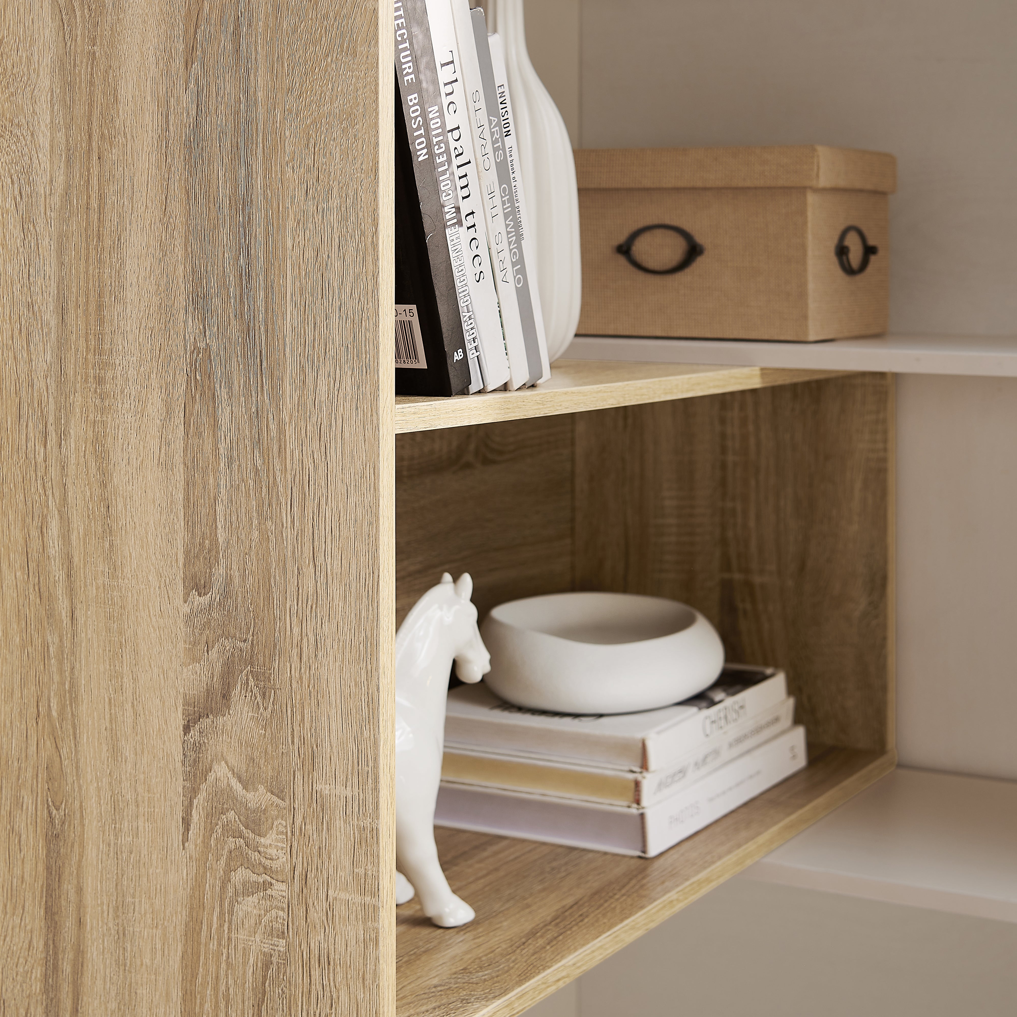 Criterion 180cm Oak White Accord Bookcase - Modern Wooden Bookshelf for Living Room, Office & Home Library Storage