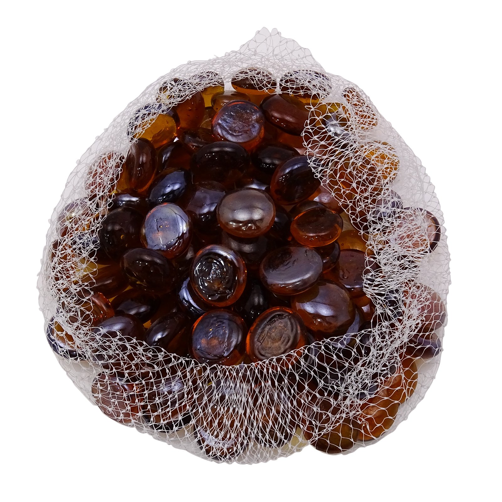50PCS Brown Swirl Glass Stones - Flat Bottom Decorative Marbles for Home Decor, Aquarium, Vase Filler, Terrarium & DIY Crafts