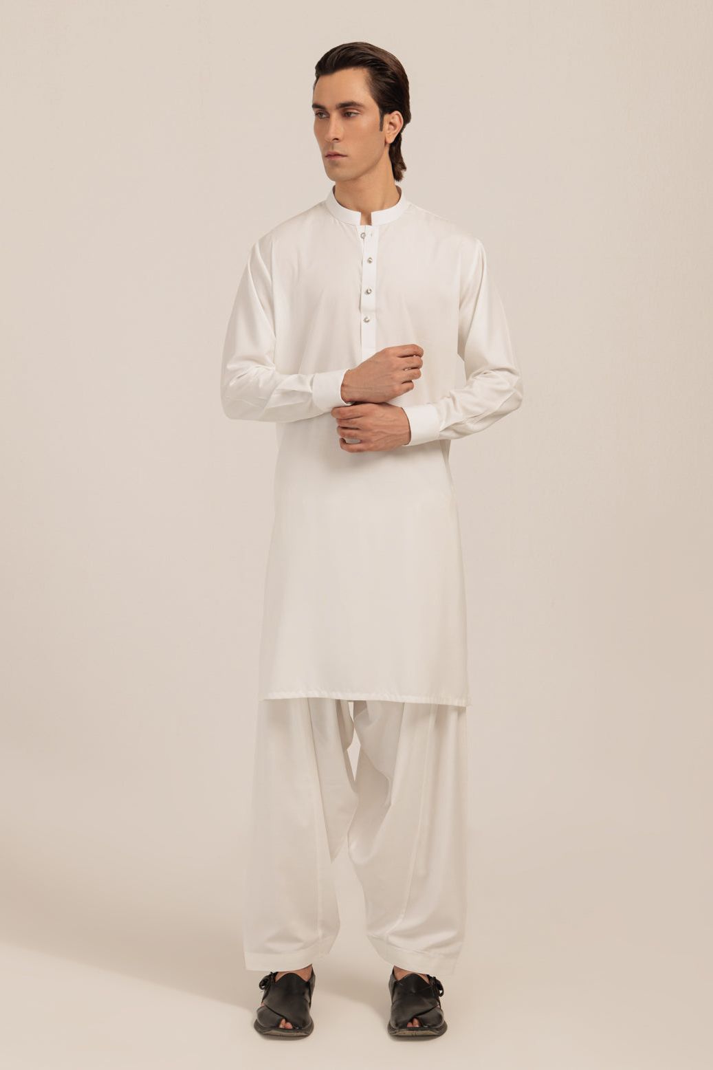 Premium Blended White Kurta Shalwar Set - Traditional Pakistani Outfit for Men - Perfect for Eid, Weddings & Special Occasions